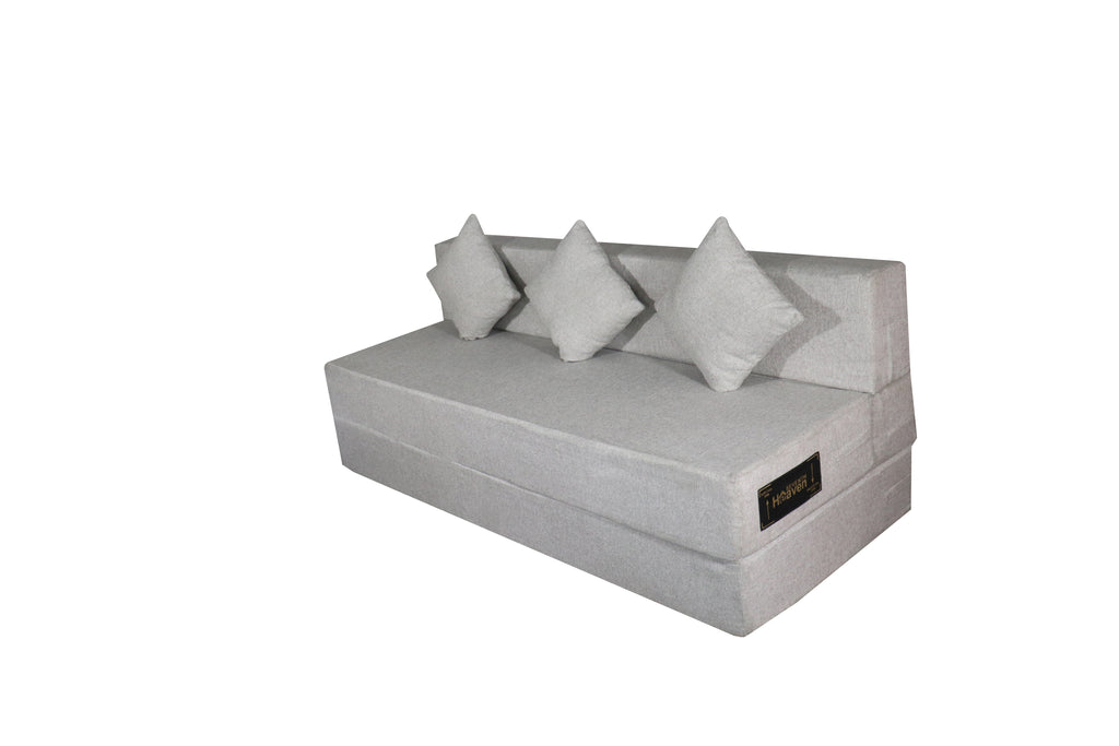 Rejoice Sofa Cum Bed Cover - 3 Seater, Plain Cushion ( Jute Fabric,  Light Grey )