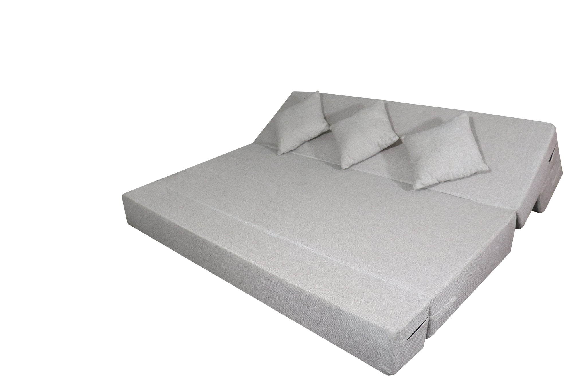 Rejoice Sofa Cum Bed Cover - 3 Seater, Plain Cushion ( Jute Fabric,  Light Grey )