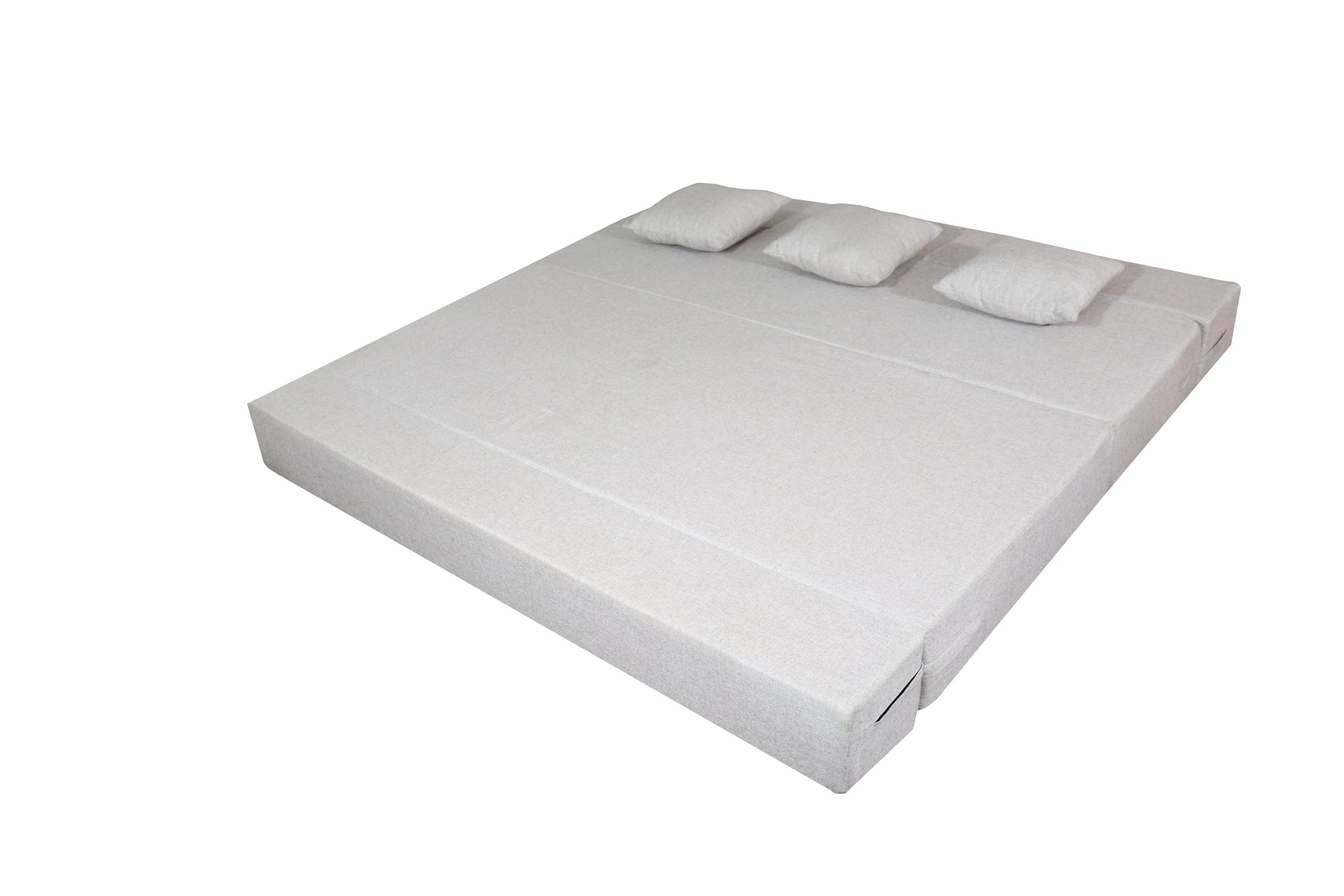 Rejoice Sofa Cum Bed Cover - 3 Seater, Plain Cushion ( Jute Fabric,  Light Grey )