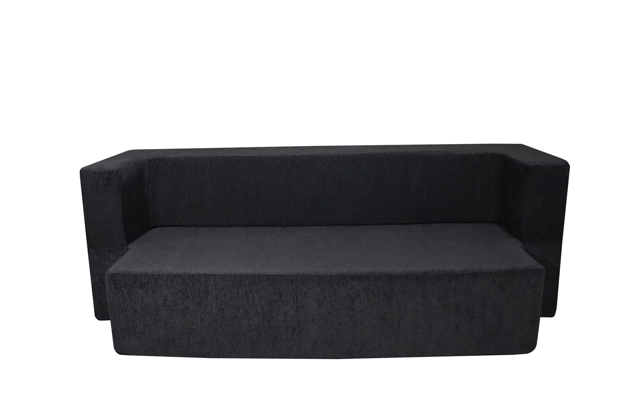 Flipper X Sofa Cum Bed (Memory Foam)- 3 Seater, Plain Cushions (Premium Molfino Fabric-  Black )