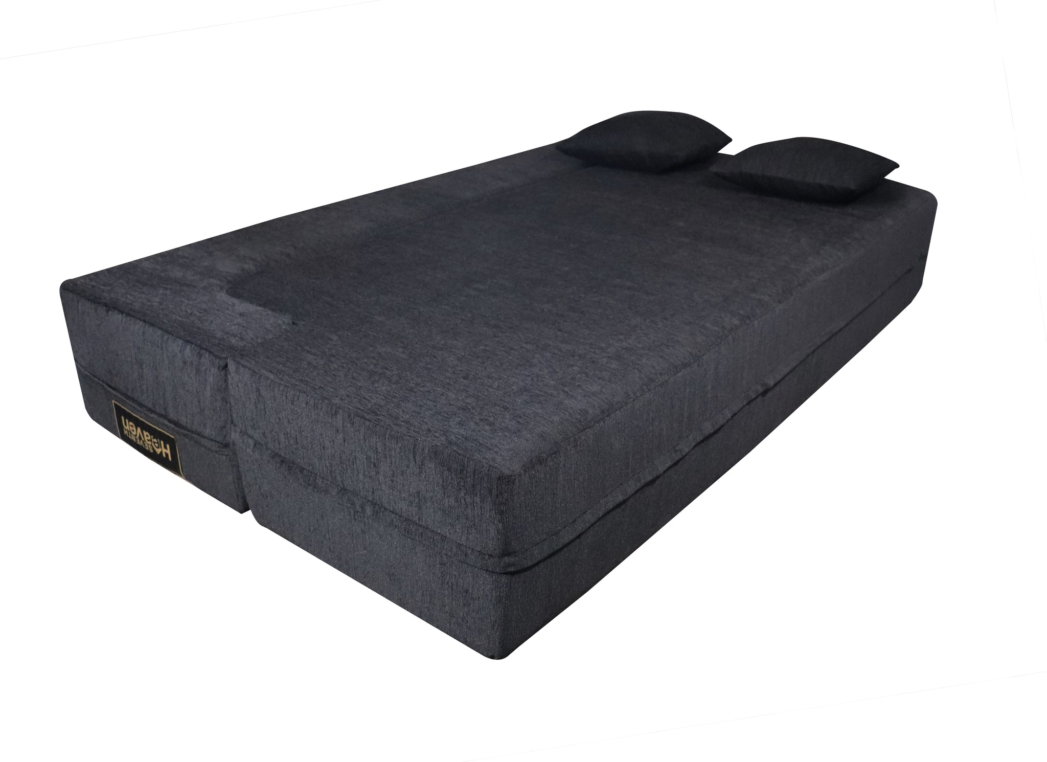 Flipper X Sofa Cum Bed (Memory Foam)- 3 Seater, Plain Cushions (Premium Molfino Fabric-  Black )