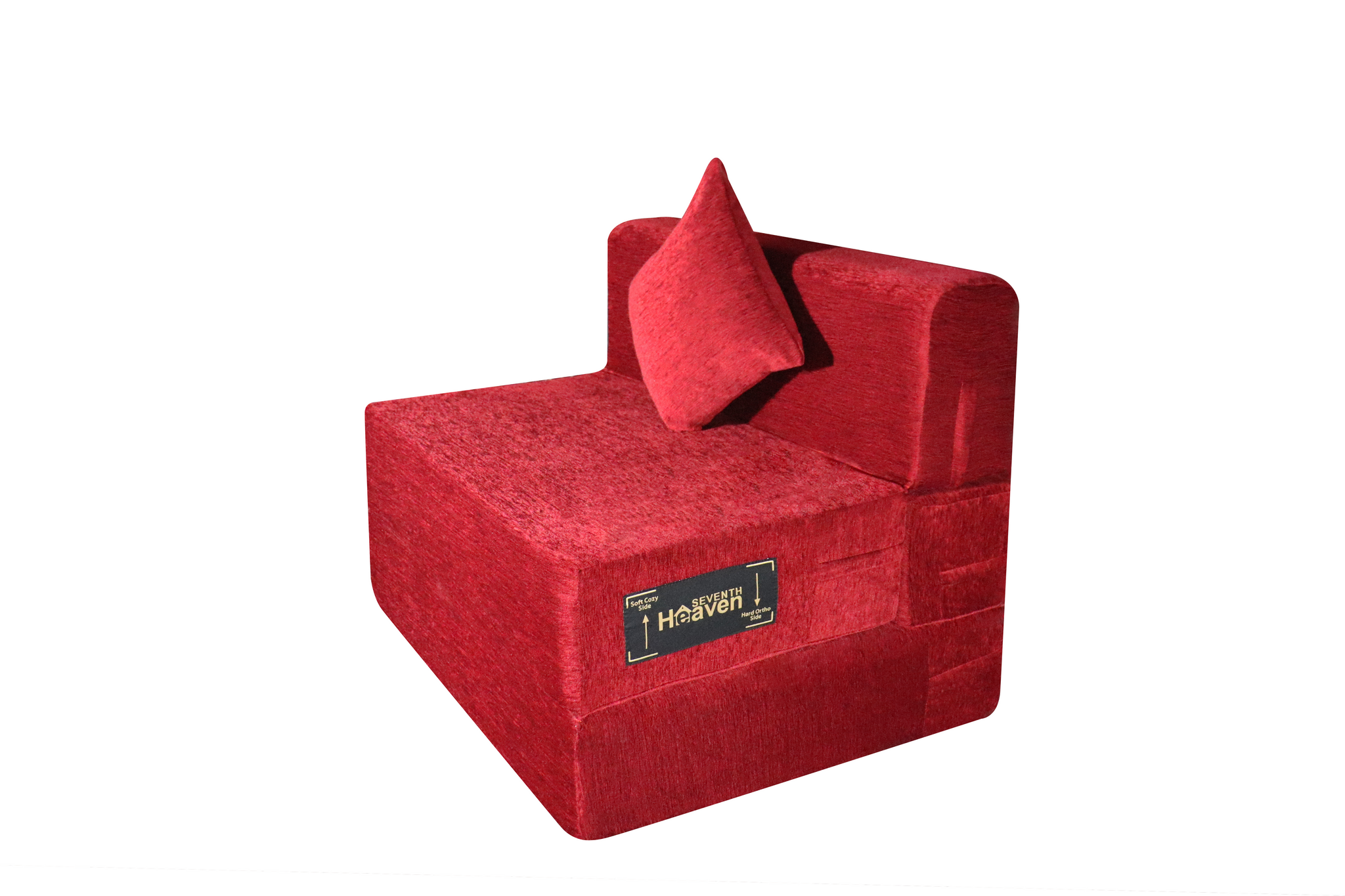 Rejoice Sofa Cum Bed - 1 Seater, Plain Cushion (Premium- Maroon )