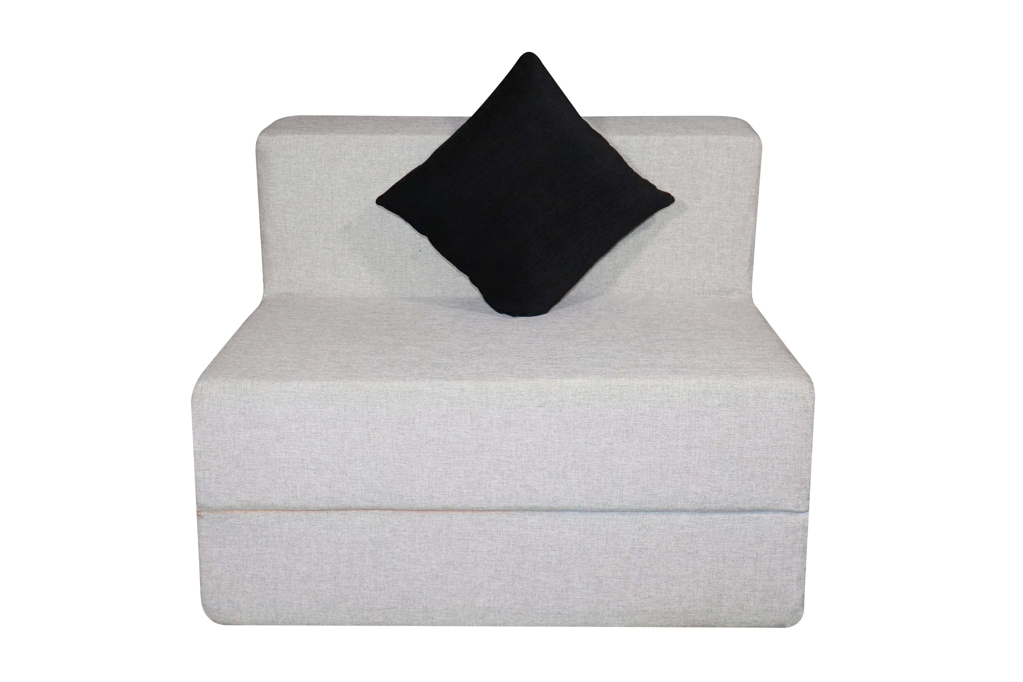 Rejoice Sofa Cum Bed - 1 Seater Black Cushion ( Jute Fabric,  Grey )
