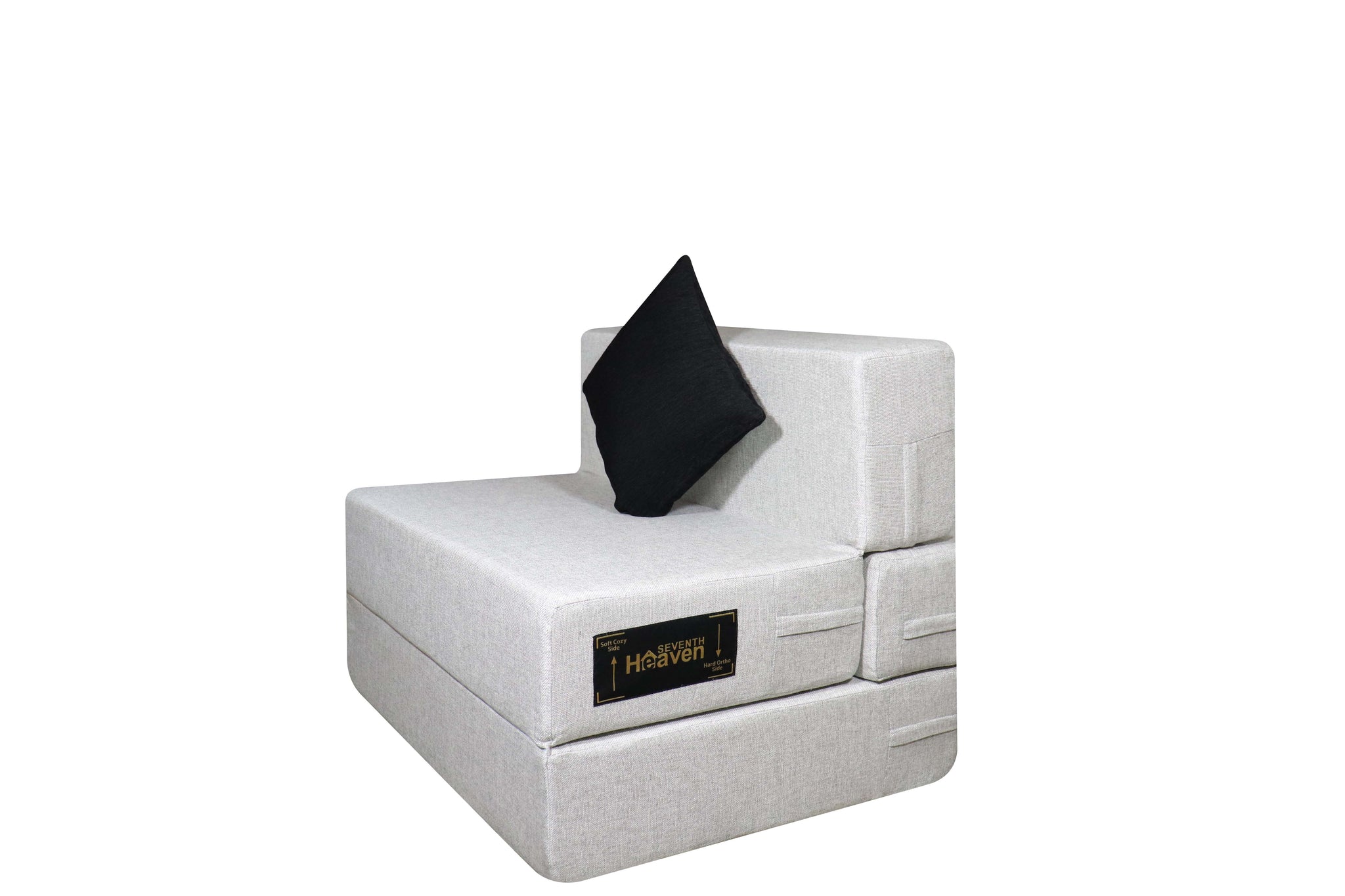 Rejoice Sofa Cum Bed - 1 Seater Black Cushion ( Jute Fabric,  Grey )