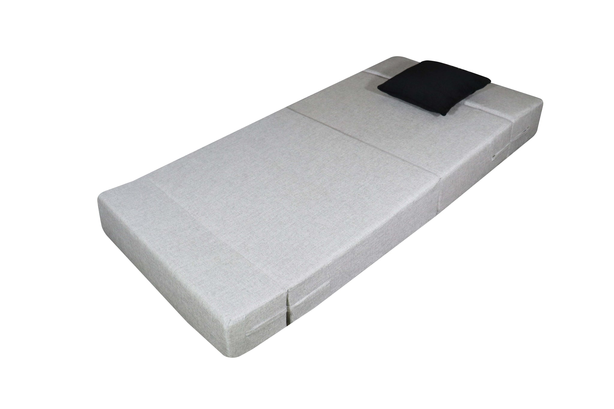 Rejoice Sofa Cum Bed - 1 Seater Black Cushion ( Jute Fabric,  Grey )
