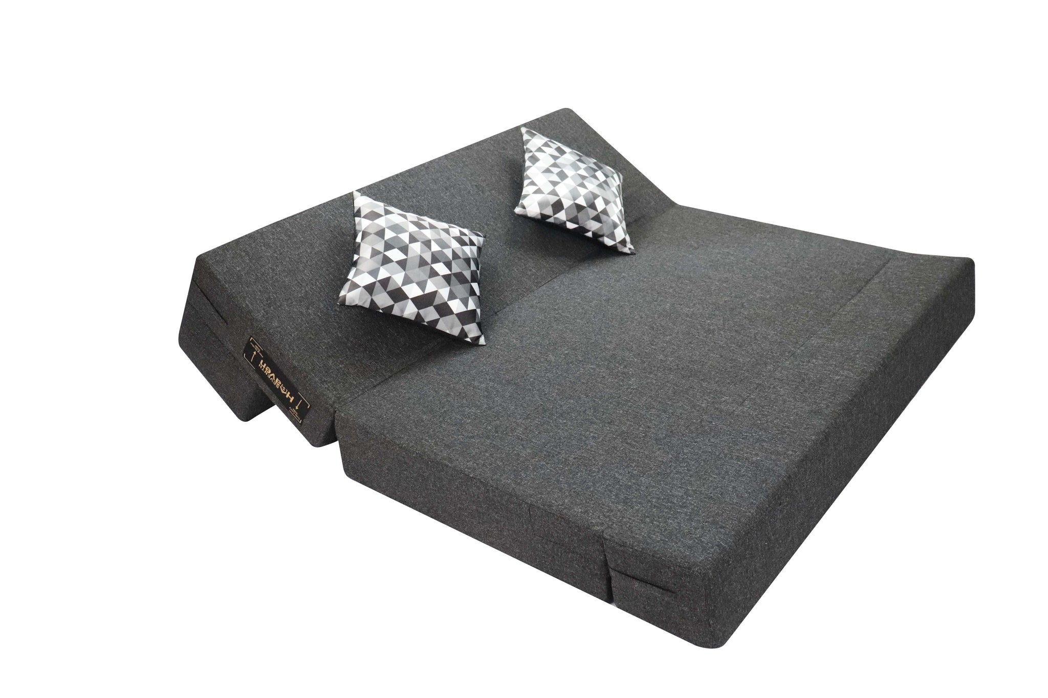Rejoice Sofa Cum Bed - 3 Seater, Printed Cushion ( Jute Fabric, Grey )