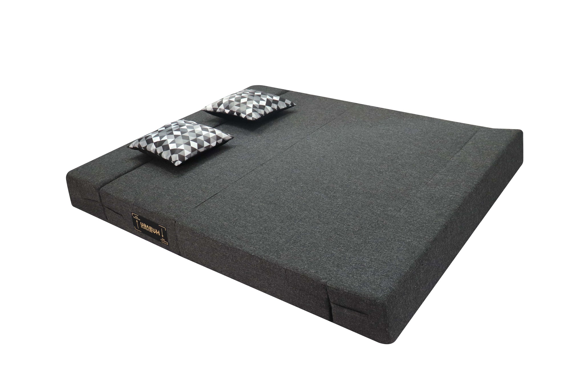 Rejoice Sofa Cum Bed - 3 Seater, Printed Cushion ( Jute Fabric, Grey )