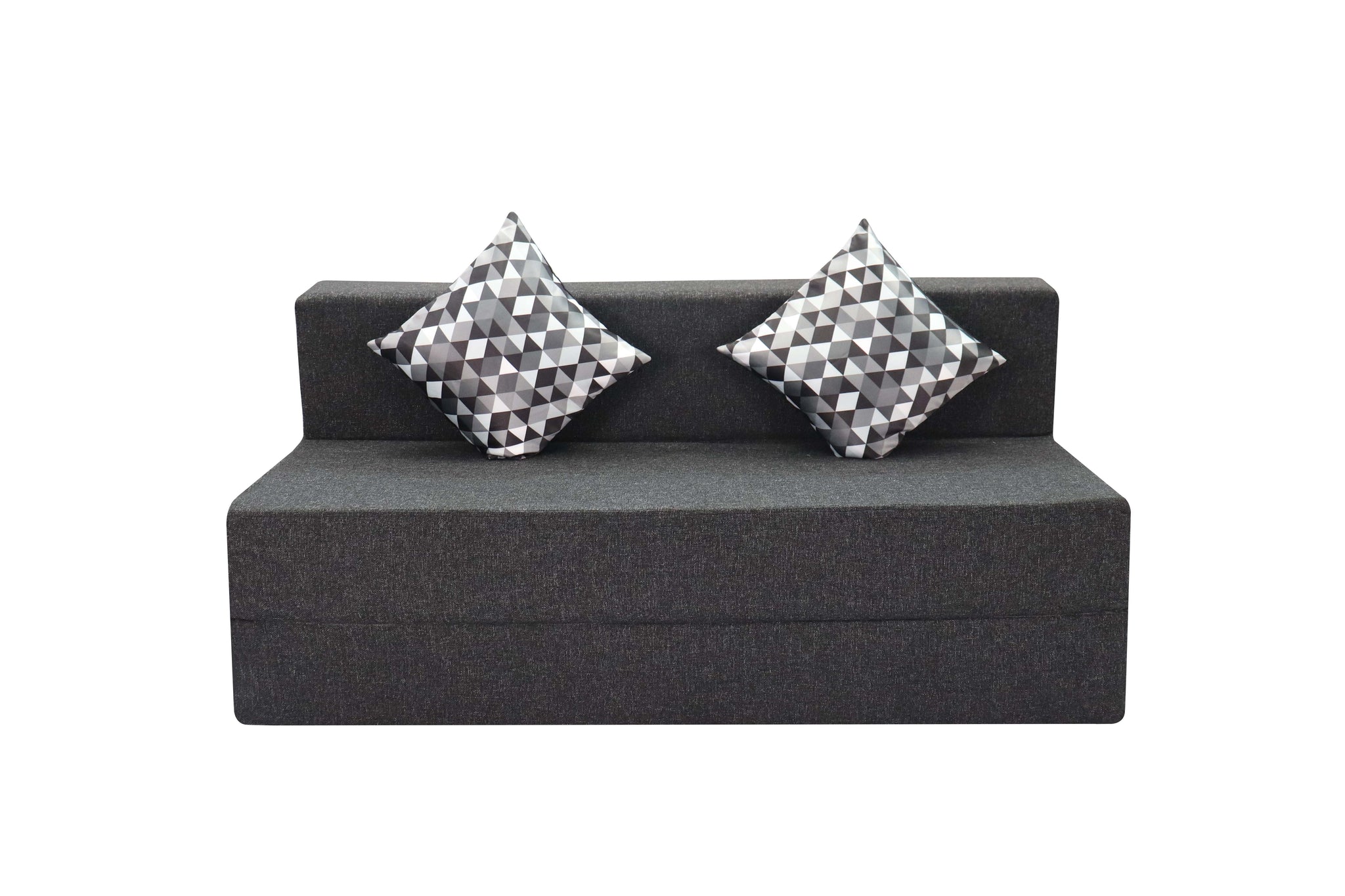 Rejoice Sofa Cum Bed - 3 Seater, Printed Cushion ( Jute Fabric, Grey )