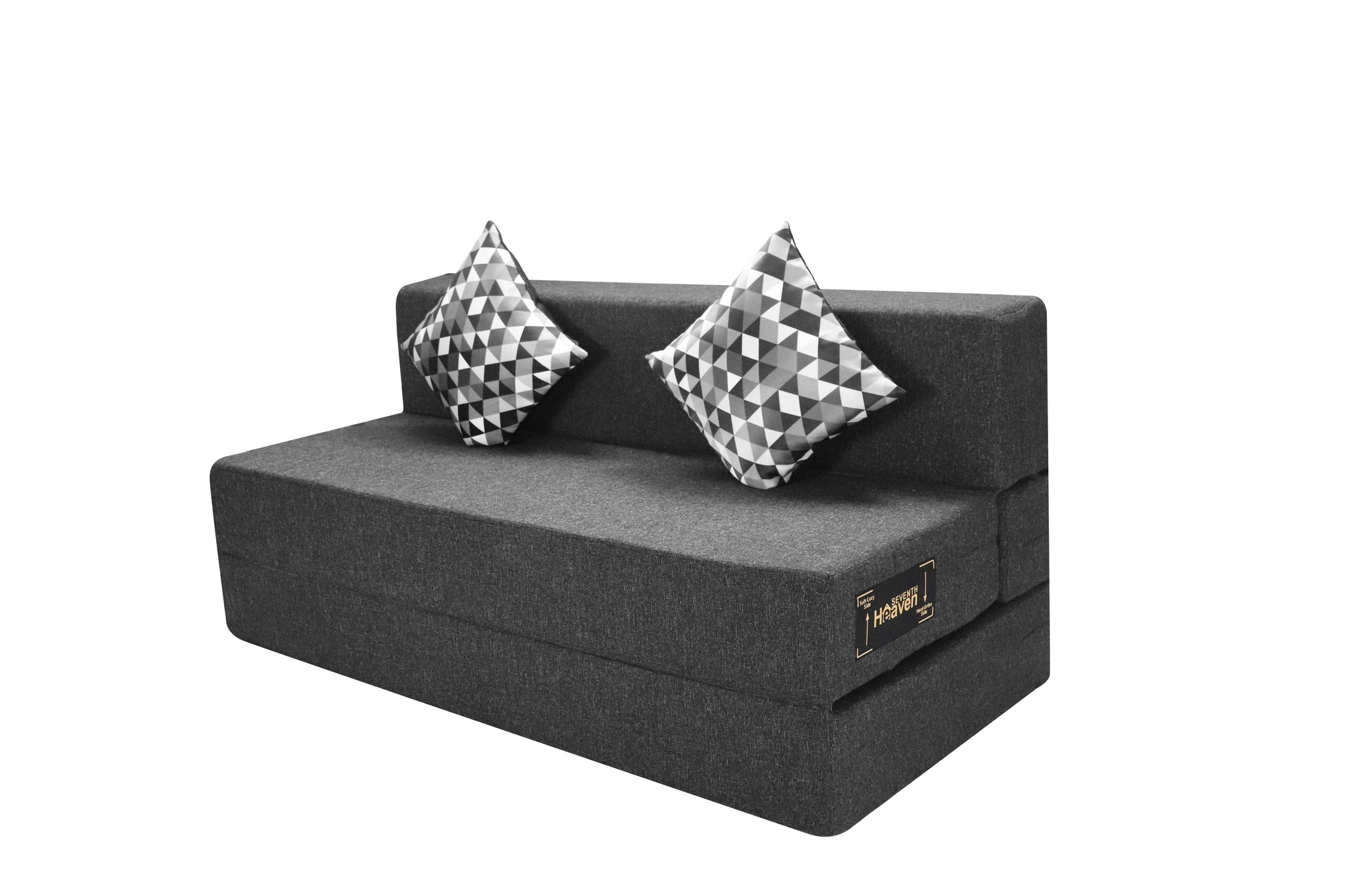 Rejoice Sofa Cum Bed - 3 Seater, Printed Cushion ( Jute Fabric, Grey )