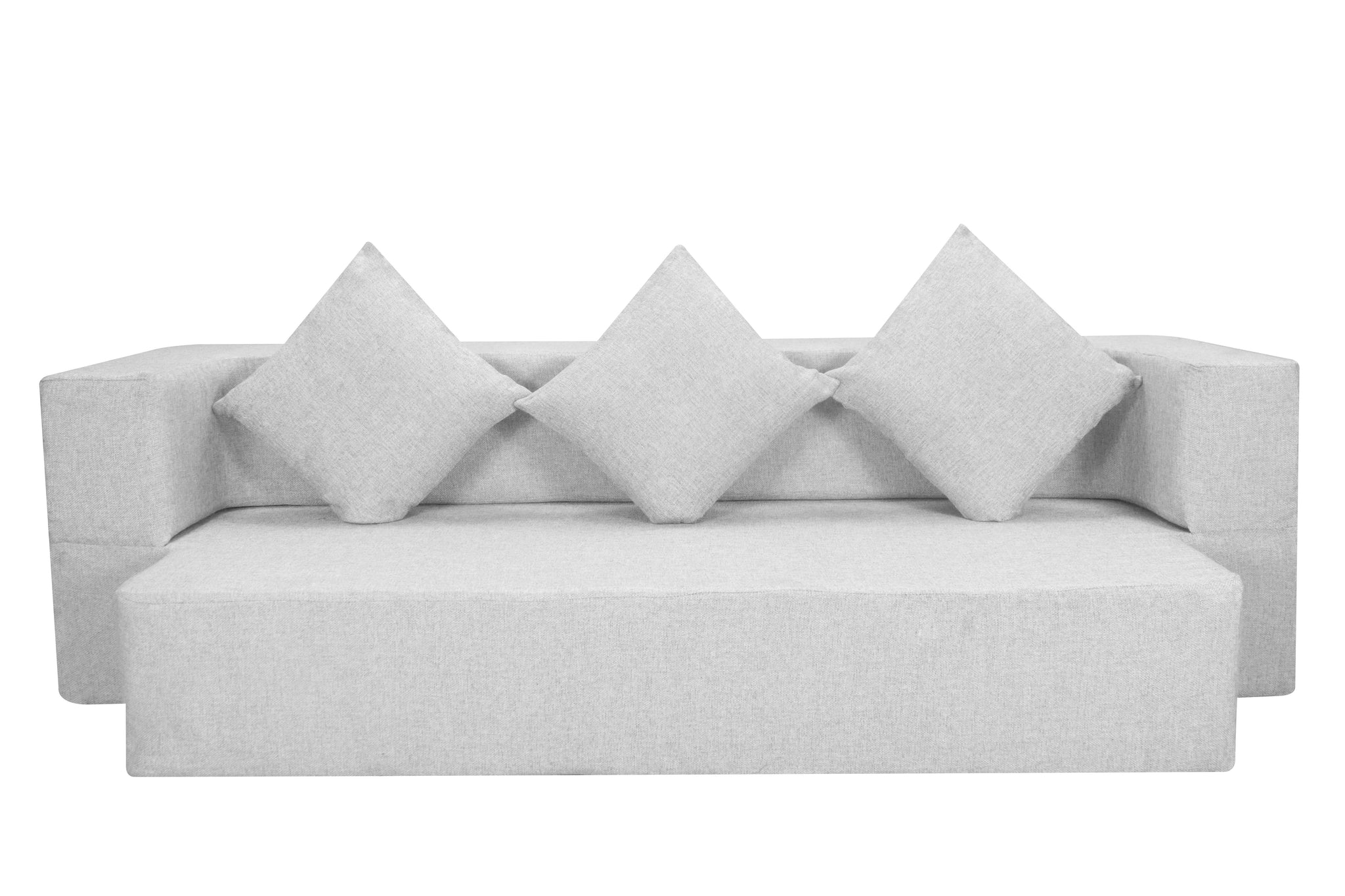 Flipper X Sofa Cum Bed - 3 Seater, Plain Cushion ( Jute Fabric, Grey )