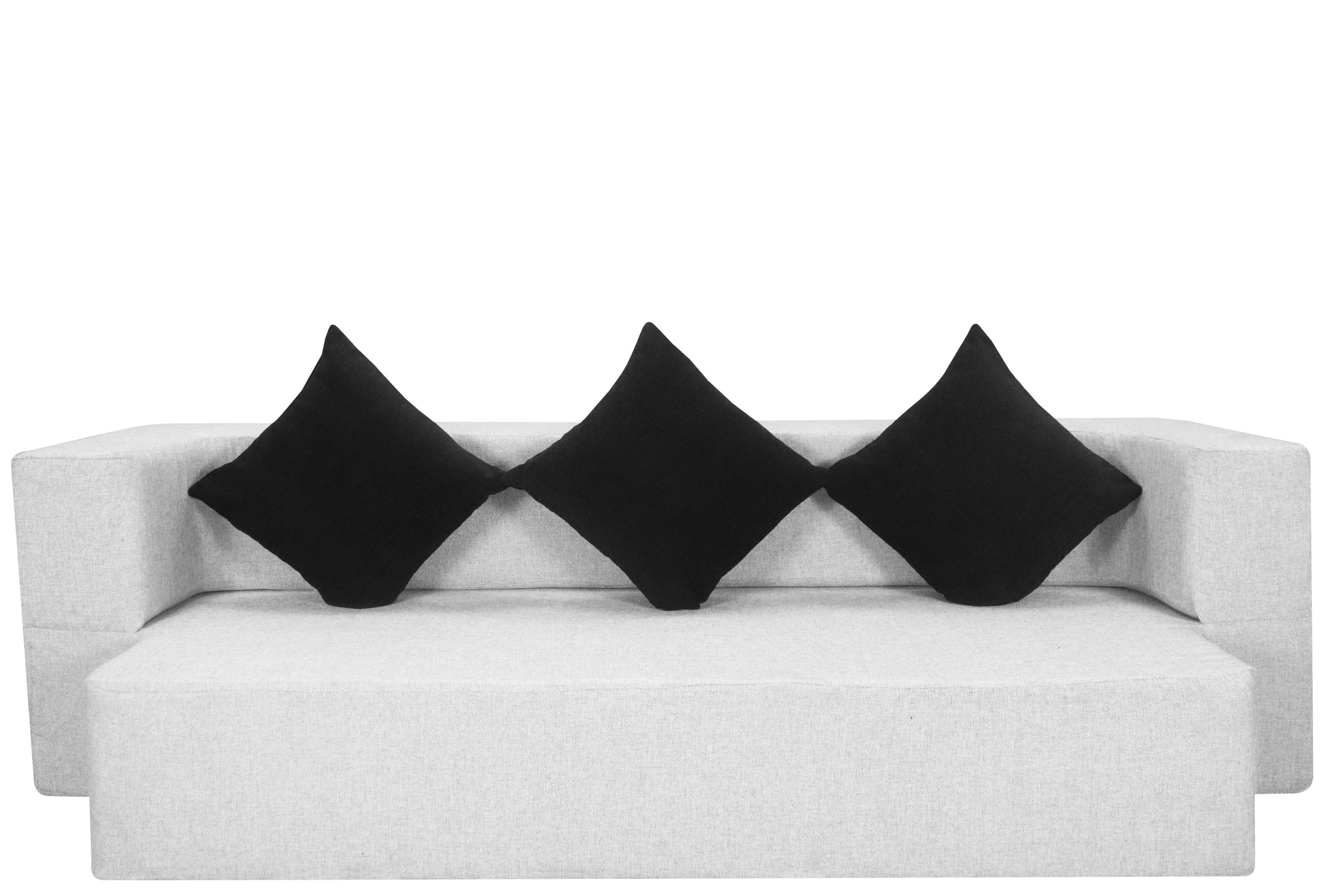 Flipper X Sofa Cum Bed - 3  Seater, Black Cushion ( Jute Fabric, Light Grey )
