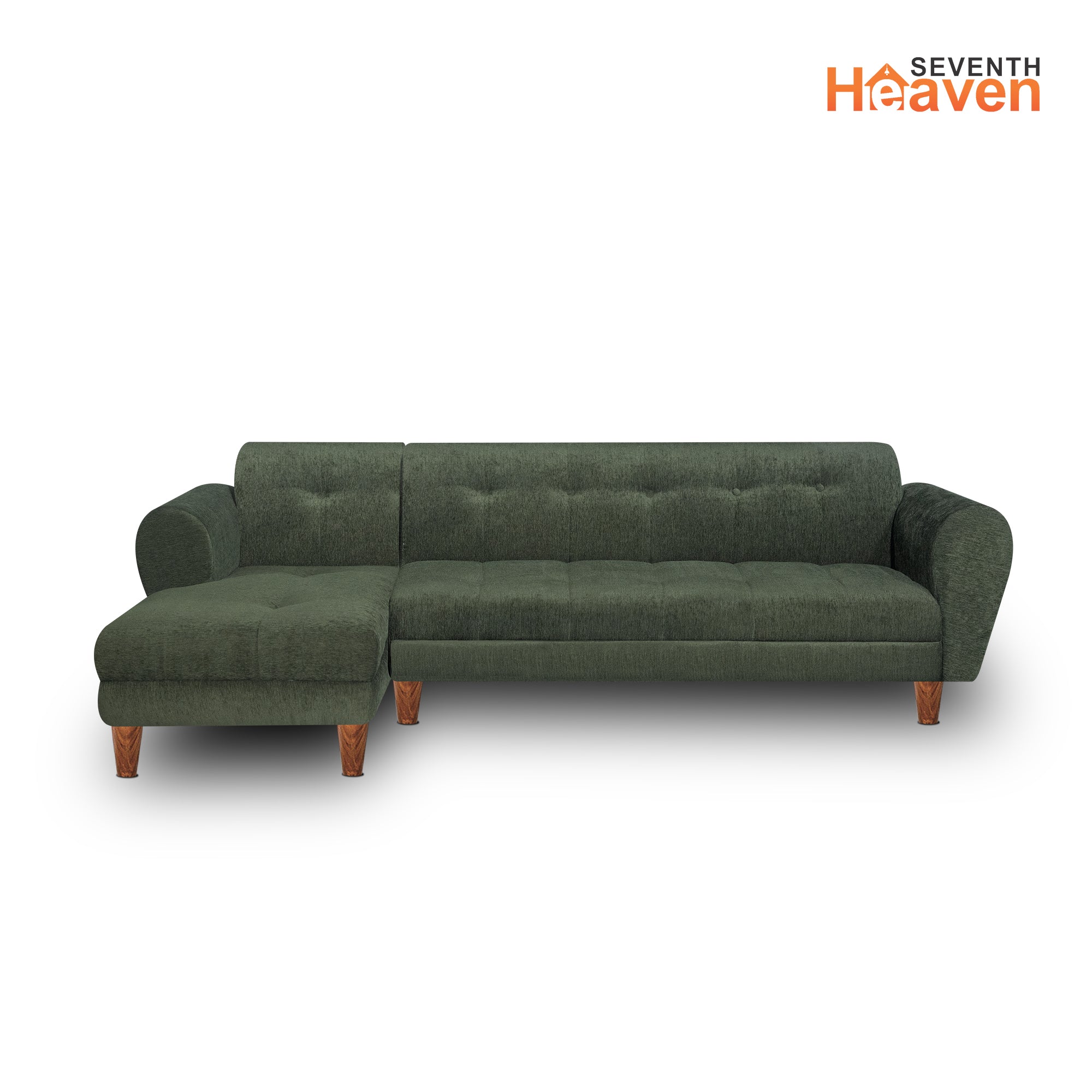 Seventh Heaven Milan 6 Seater Sofa, Extra Spacious, Chenille Molfino Fabric: 3 Year Warranty Fabric 6 Seater Sofa  (Finish Color - Green, DIY(Do-It-Yourself))