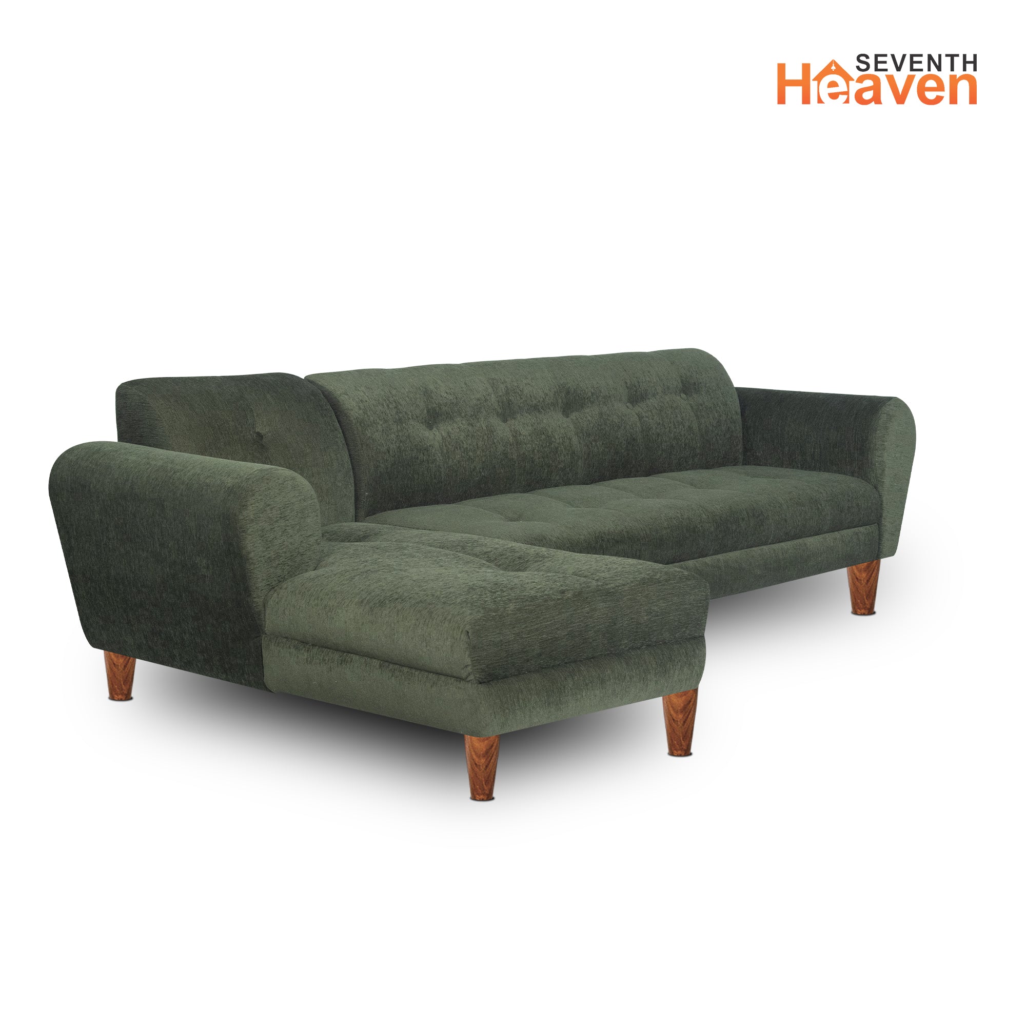 Seventh Heaven Milan 6 Seater Sofa, Extra Spacious, Chenille Molfino Fabric: 3 Year Warranty Fabric 6 Seater Sofa  (Finish Color - Green, DIY(Do-It-Yourself))