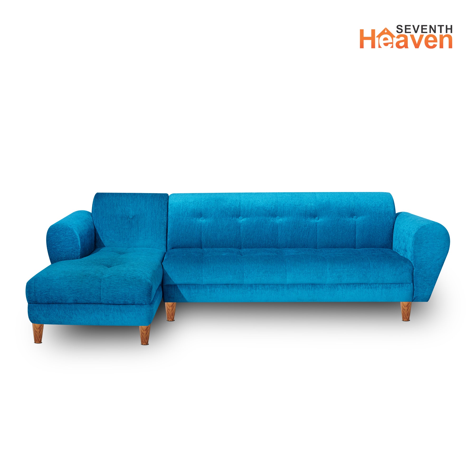 Seventh Heaven Milan 6 Seater Sofa, Extra Spacious, Chenille Molfino Fabric: 3 Year Warranty Fabric 6 Seater Sofa  (Finish Color - Sky Blue, DIY(Do-It-Yourself))