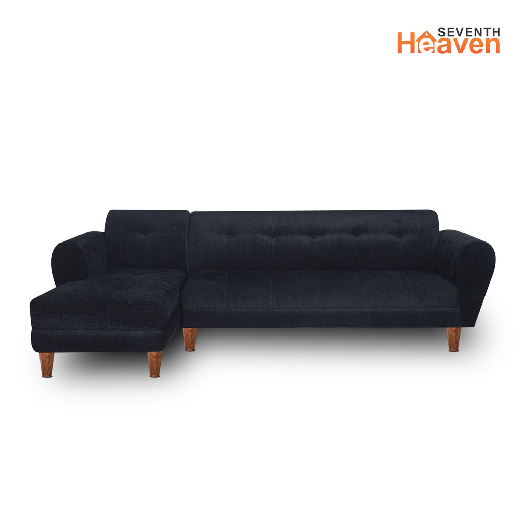 Milan 6 Seater Sofa Left Corner- ( Premium Molfino Fabric- Black )