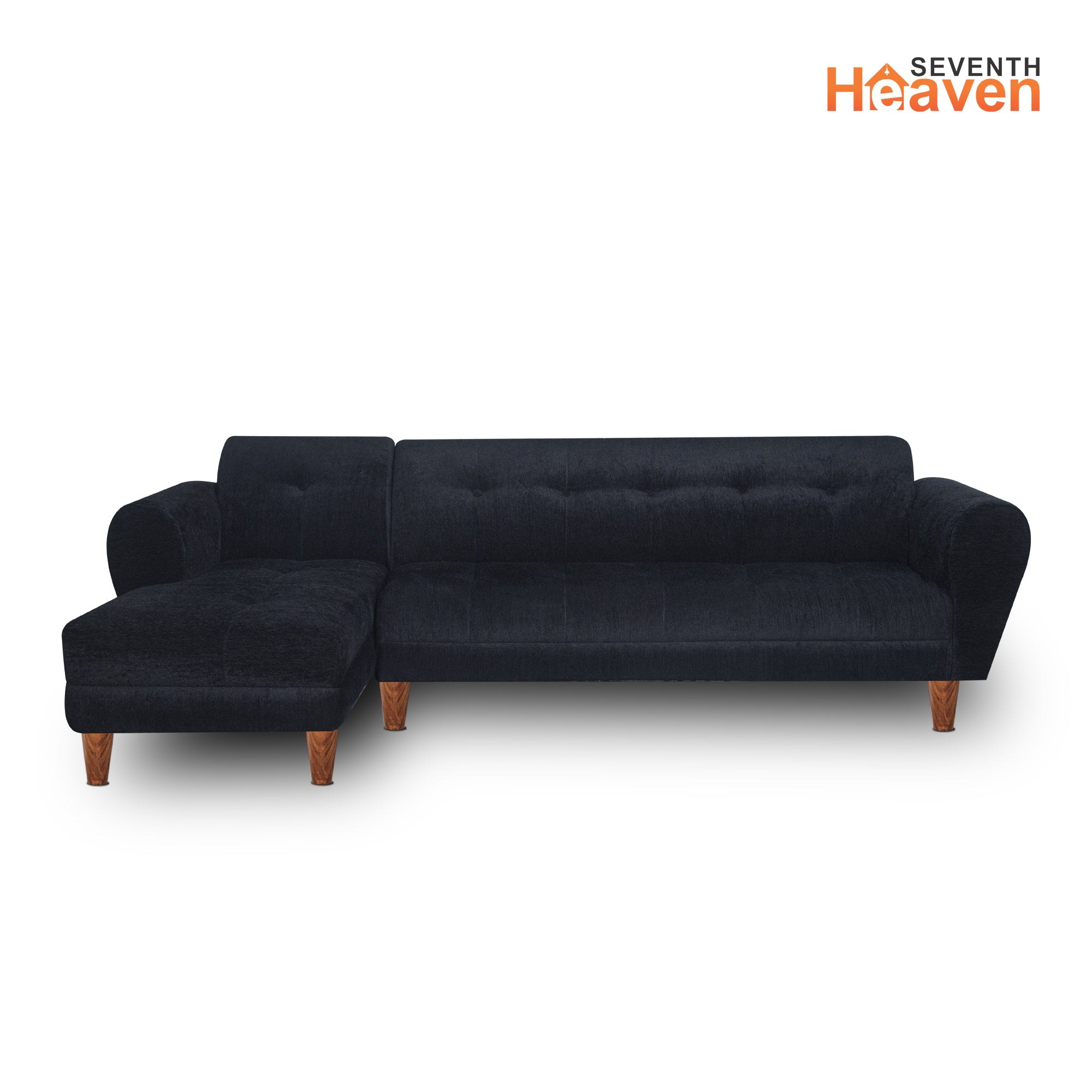 Milan 6 Seater Sofa Left Corner- ( Premium Molfino Fabric- Black )