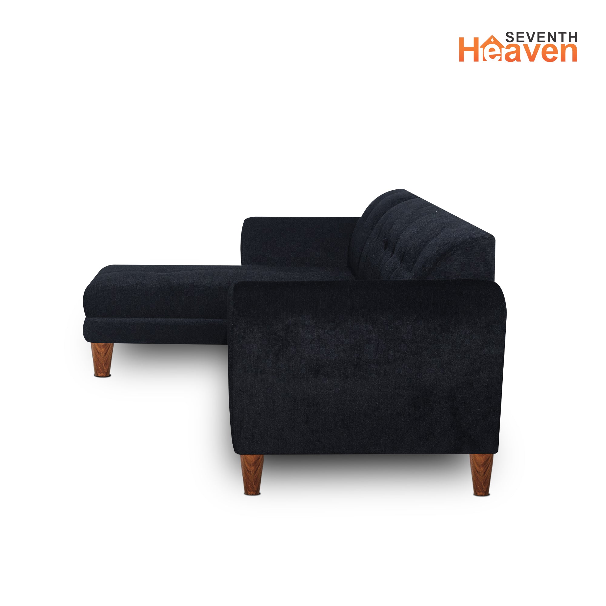 Milan 6 Seater Sofa Left Corner- ( Premium Molfino Fabric- Black )