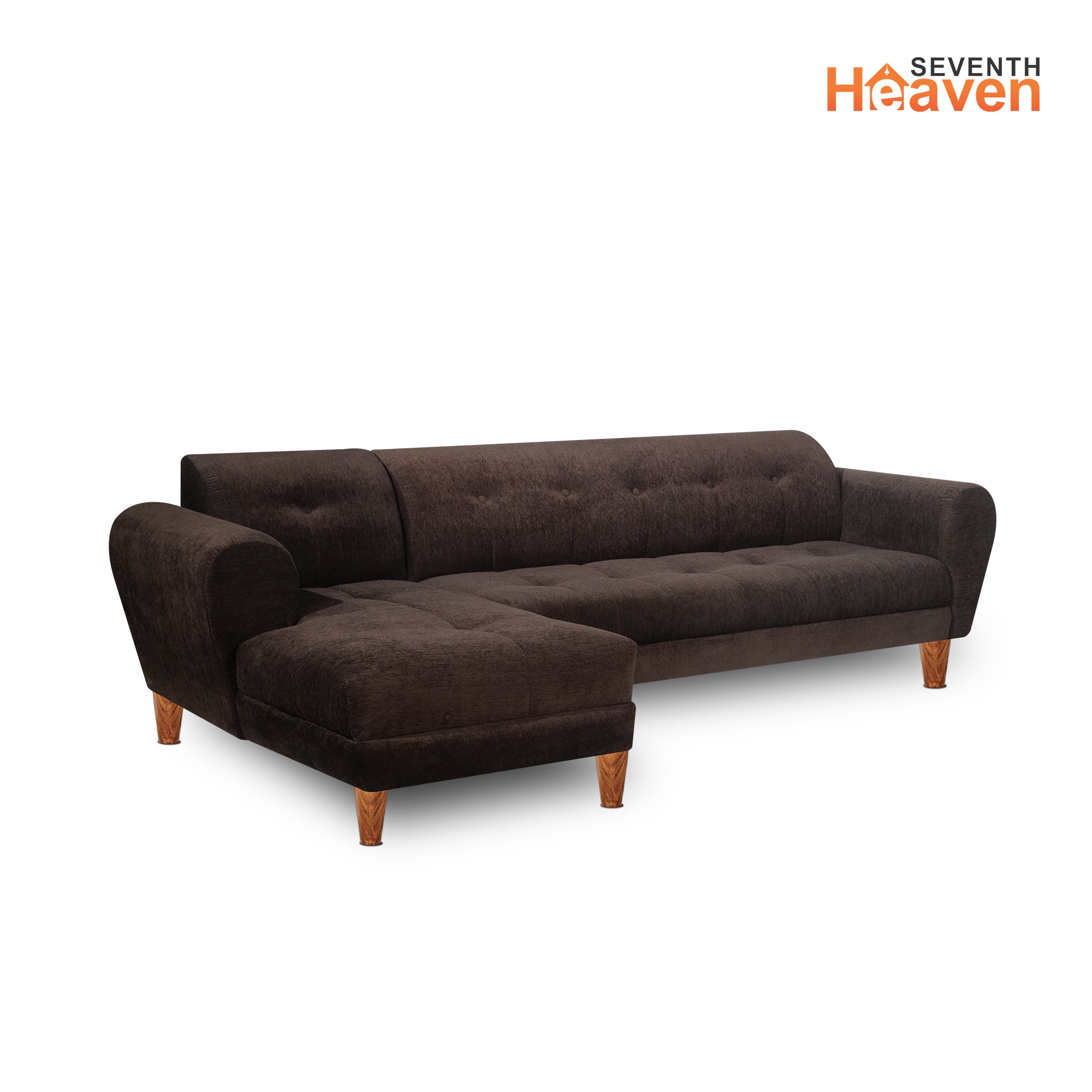 Milan 6 Seater Sofa Left Corner- ( Premium Molfino Fabric-  Brown)