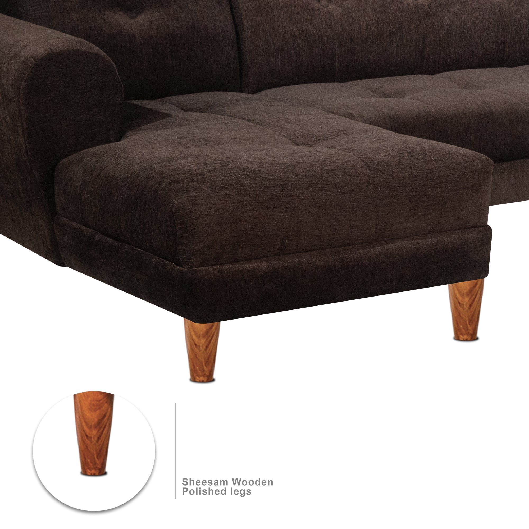 Milan 6 Seater Sofa Left Corner- ( Premium Molfino Fabric-  Brown)