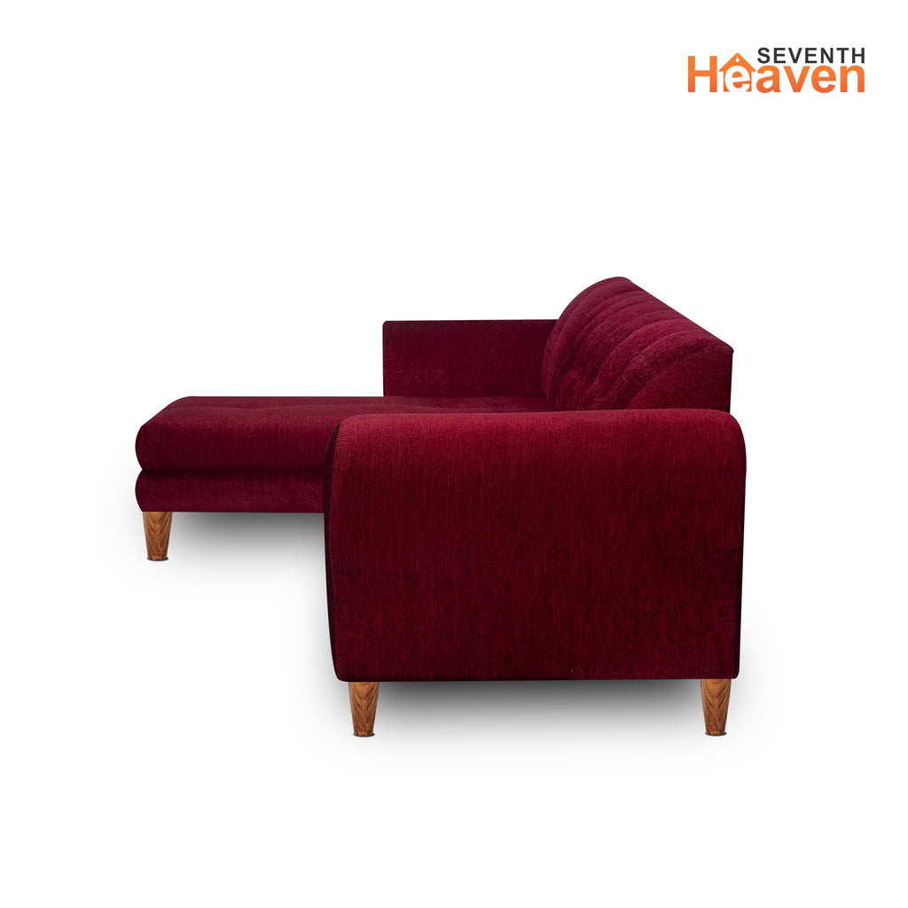 Milan 6 Seater Sofa Right Corner- ( Premium Molfino Fabric- Maroon )