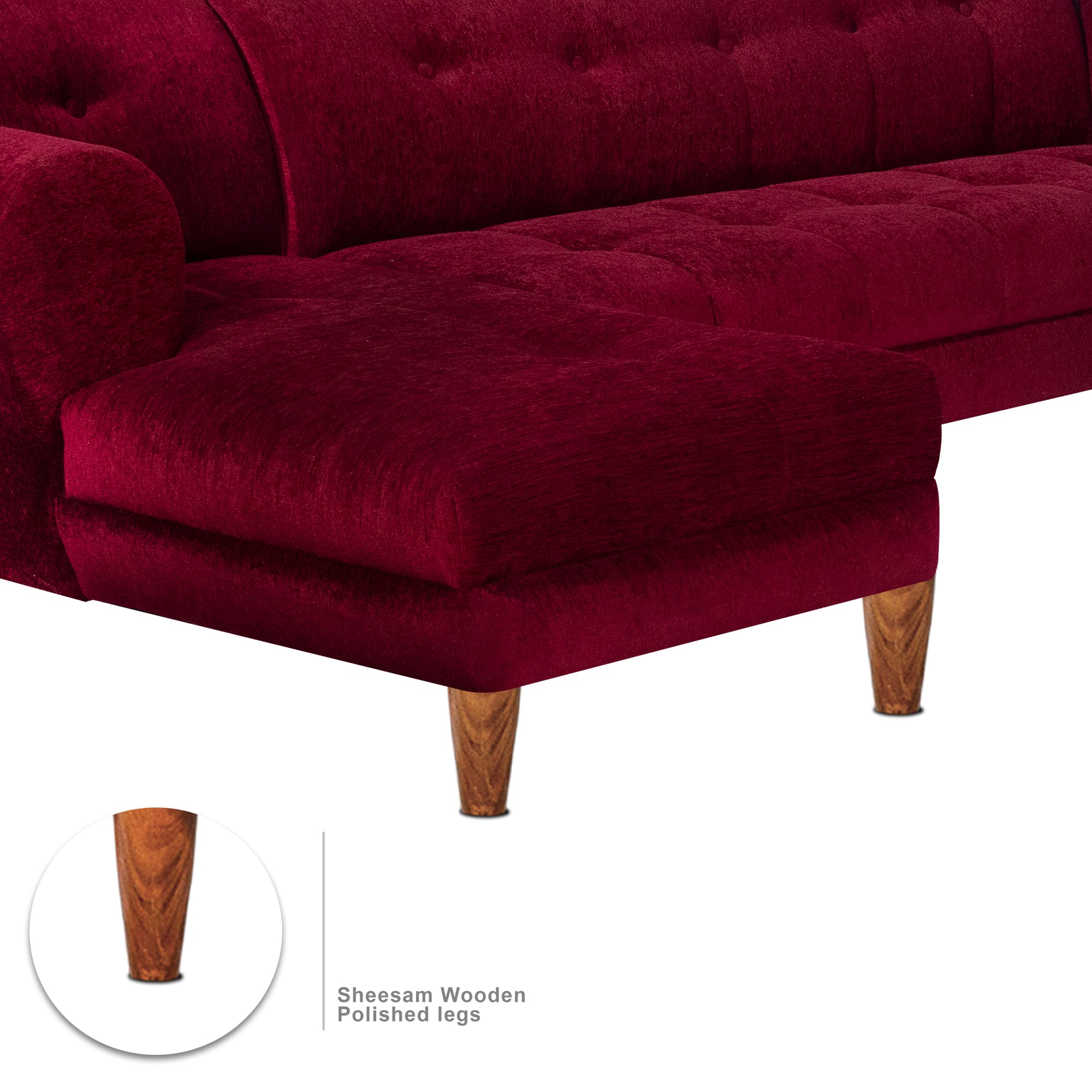 Milan 6 Seater Sofa Right Corner- ( Premium Molfino Fabric- Maroon )