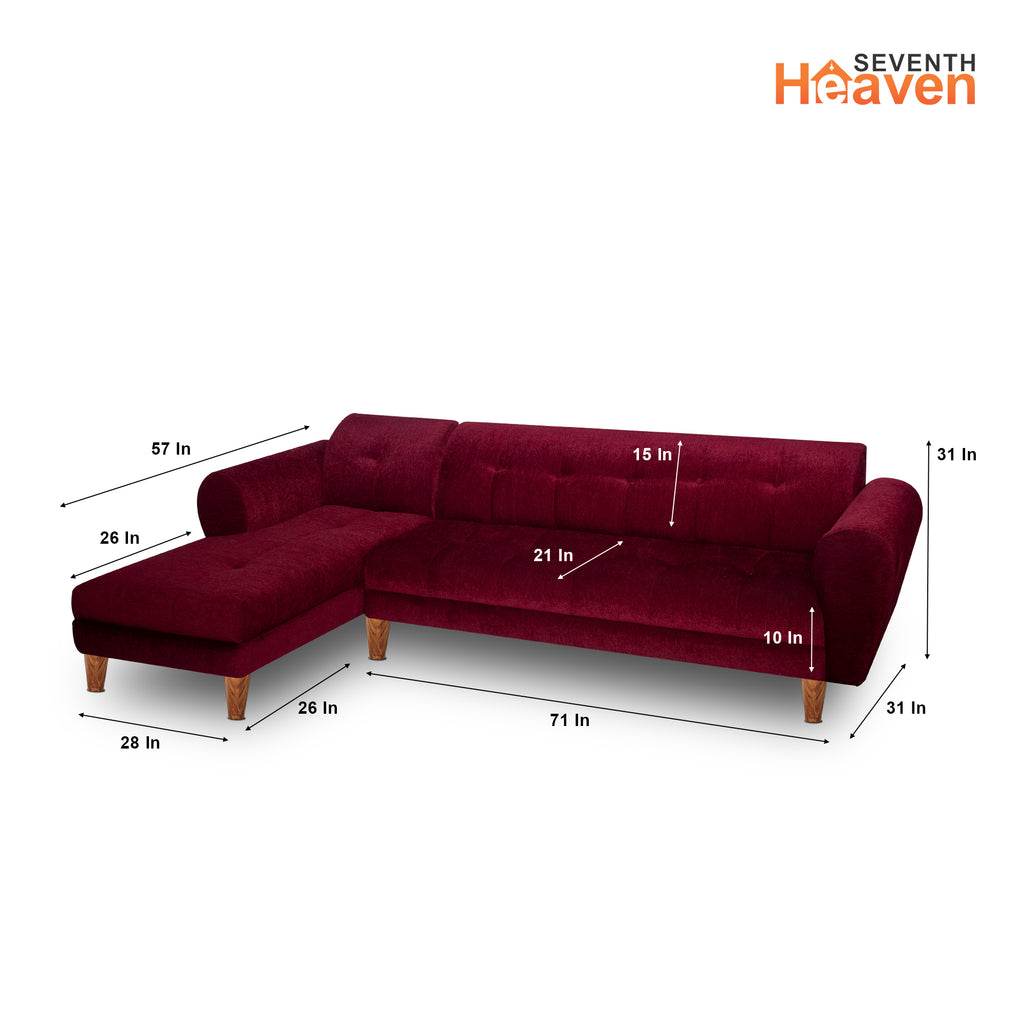 Milan 6 Seater Sofa Right Corner- ( Premium Molfino Fabric- Maroon )
