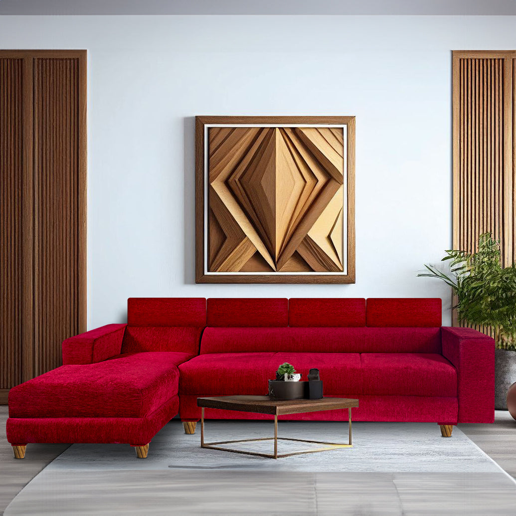 Berlin 6 Seater Sofa Left Corner- ( Premium Molfino Fabric- Maroon )