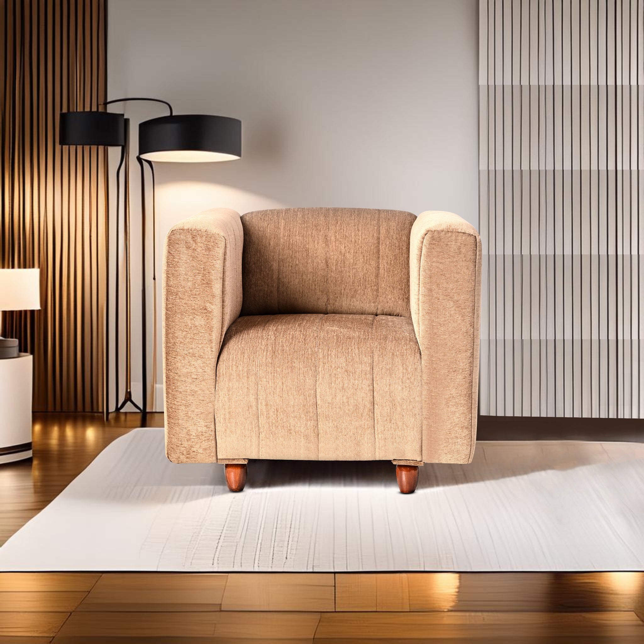 Tokyo 1 Seater Sofa - ( Premium Molfino Fabric- Beige )