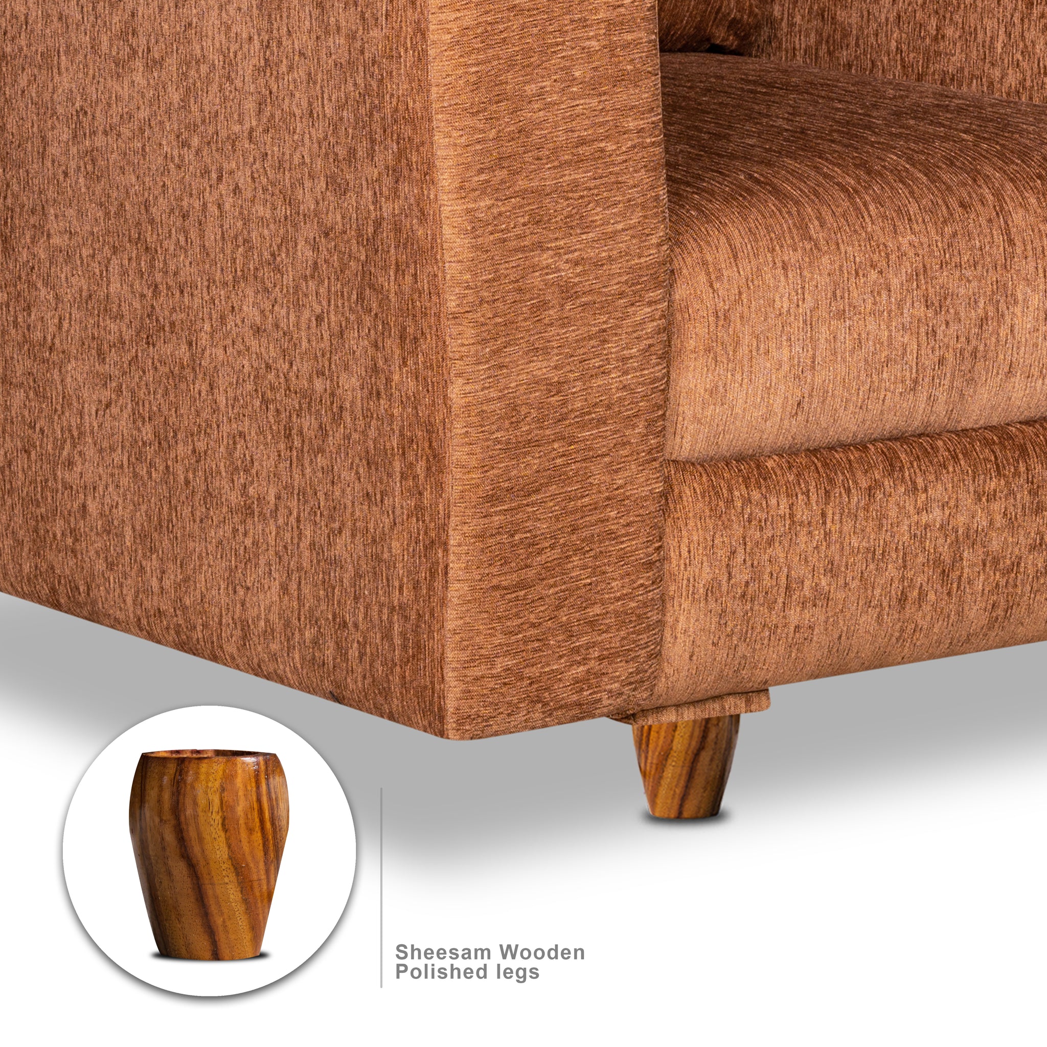 Rio 5 Seater Sofa Set, Chenille Molfino Fabric (Finish Color -Beige, Style - 3 + 1 + 1)