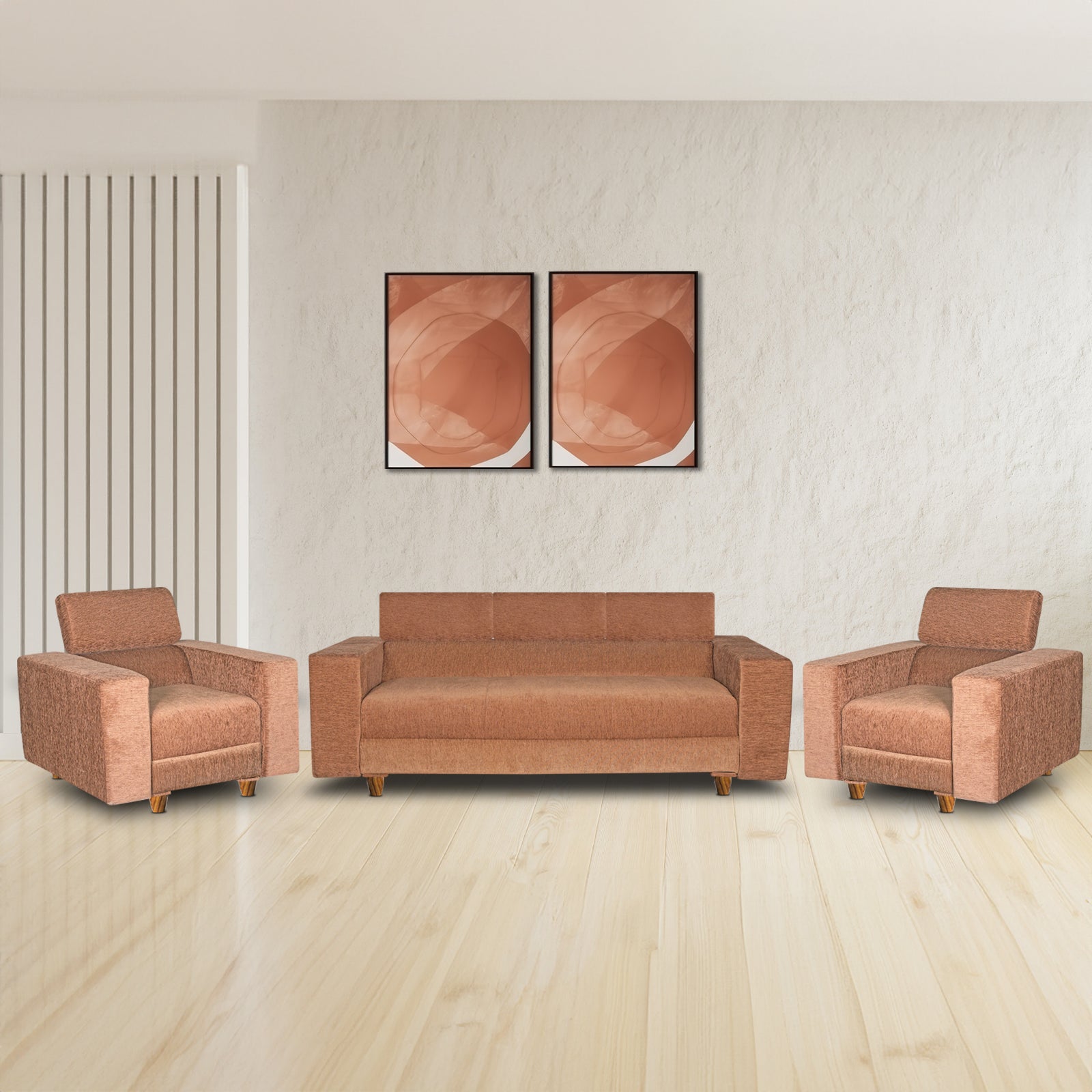 Berlin (3+1+1) Seater Sofa- ( Premium Molfino Fabric- Beige )
