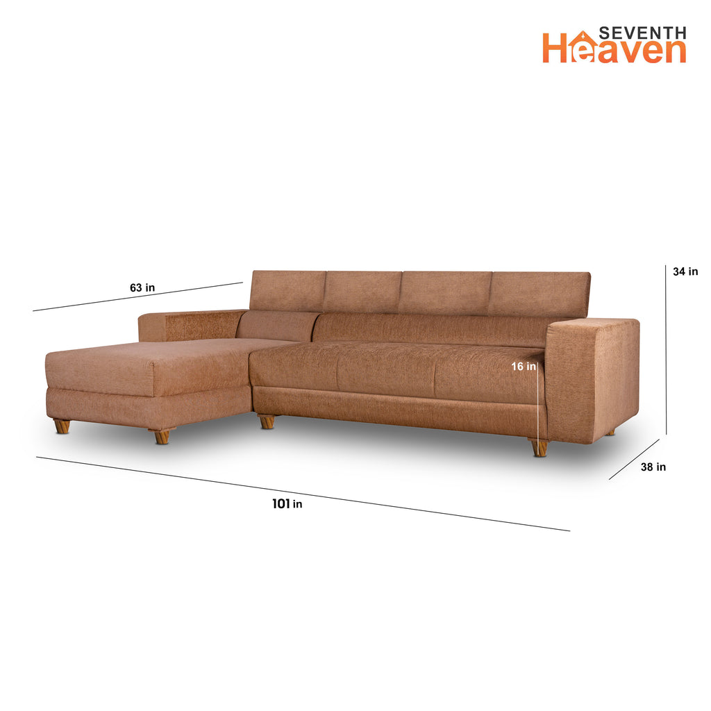 Berlin 6 Seater Sofa Left Corner- ( Premium Molfino Fabric- Beige )