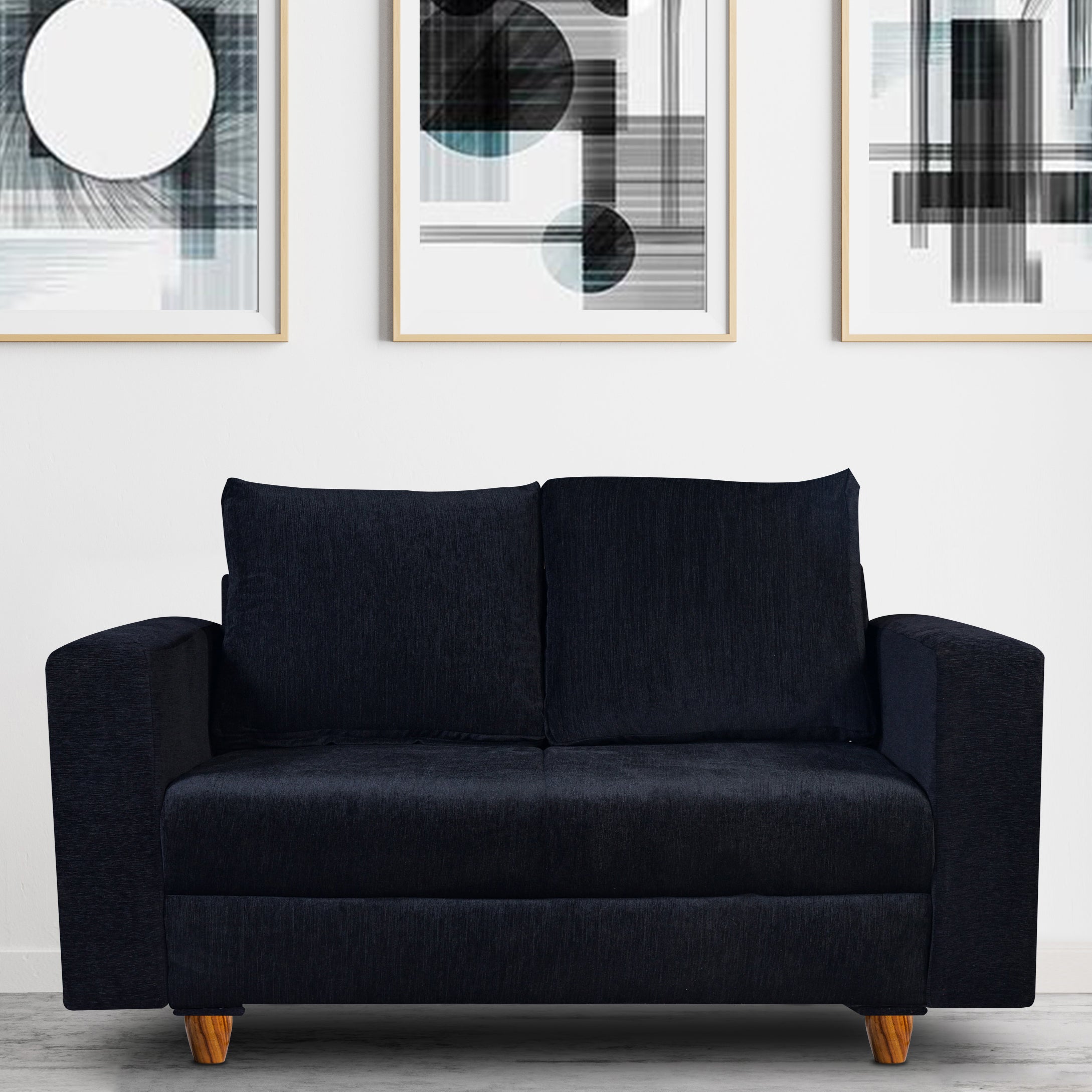 Rio 2 Seater Sofa- ( Premium Molfino Fabric- Black )