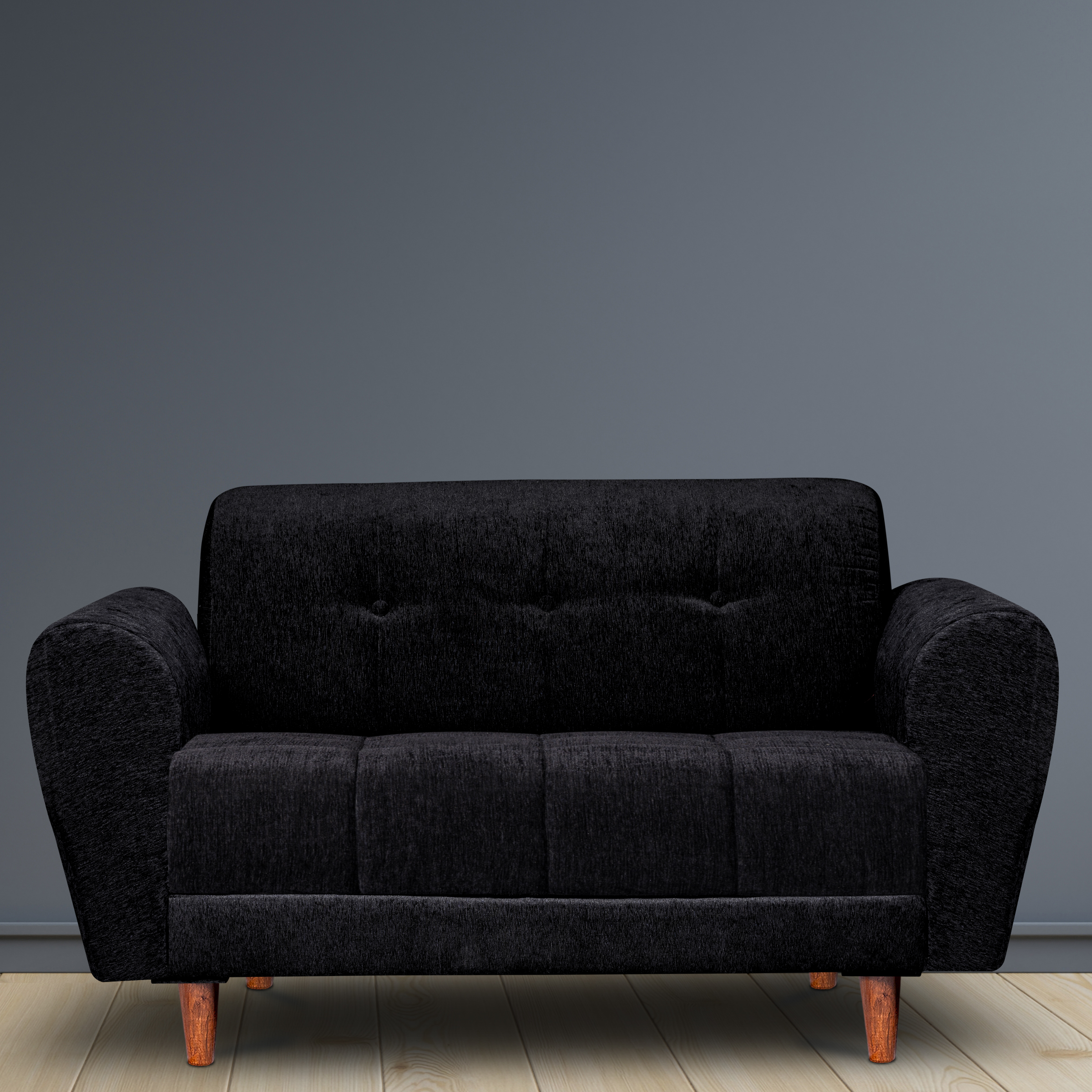 Milan 2 Seater Sofa- Premium Molfino Fabric- Black