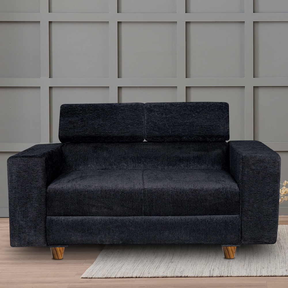 Berlin 2 Seater Sofa- ( Premium Molfino Fabric- Black )