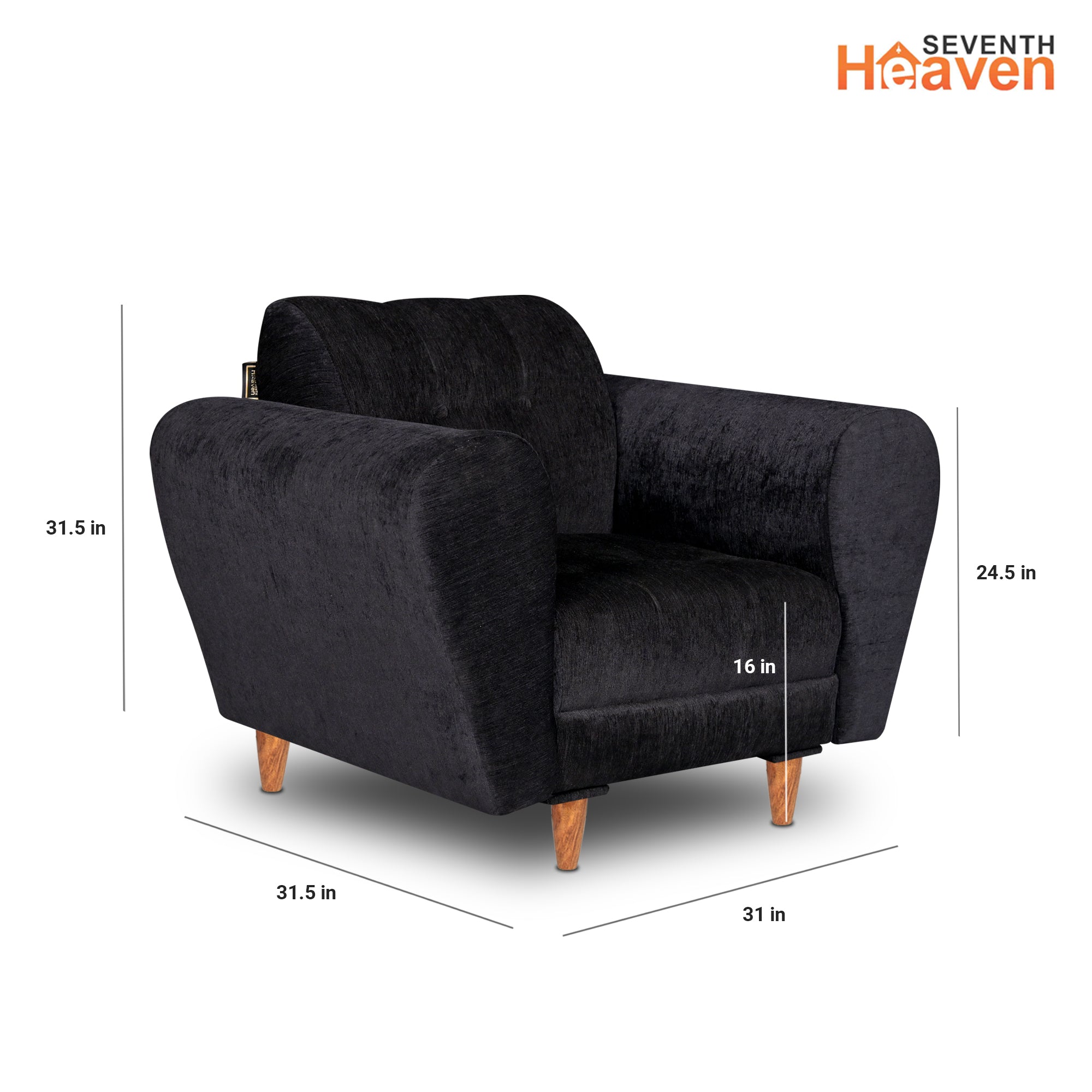 Milan (3+1+1) Seater Sofa - ( Premium Molfino Fabric- Black )