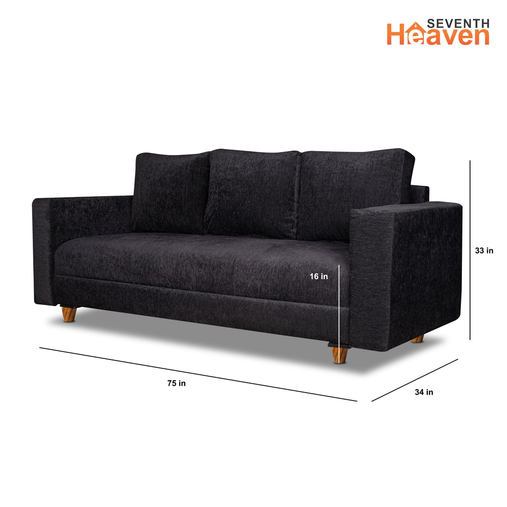 Rio 5 Seater Sofa- (3+1+1) ( Premium Molfino Fabric- Black )