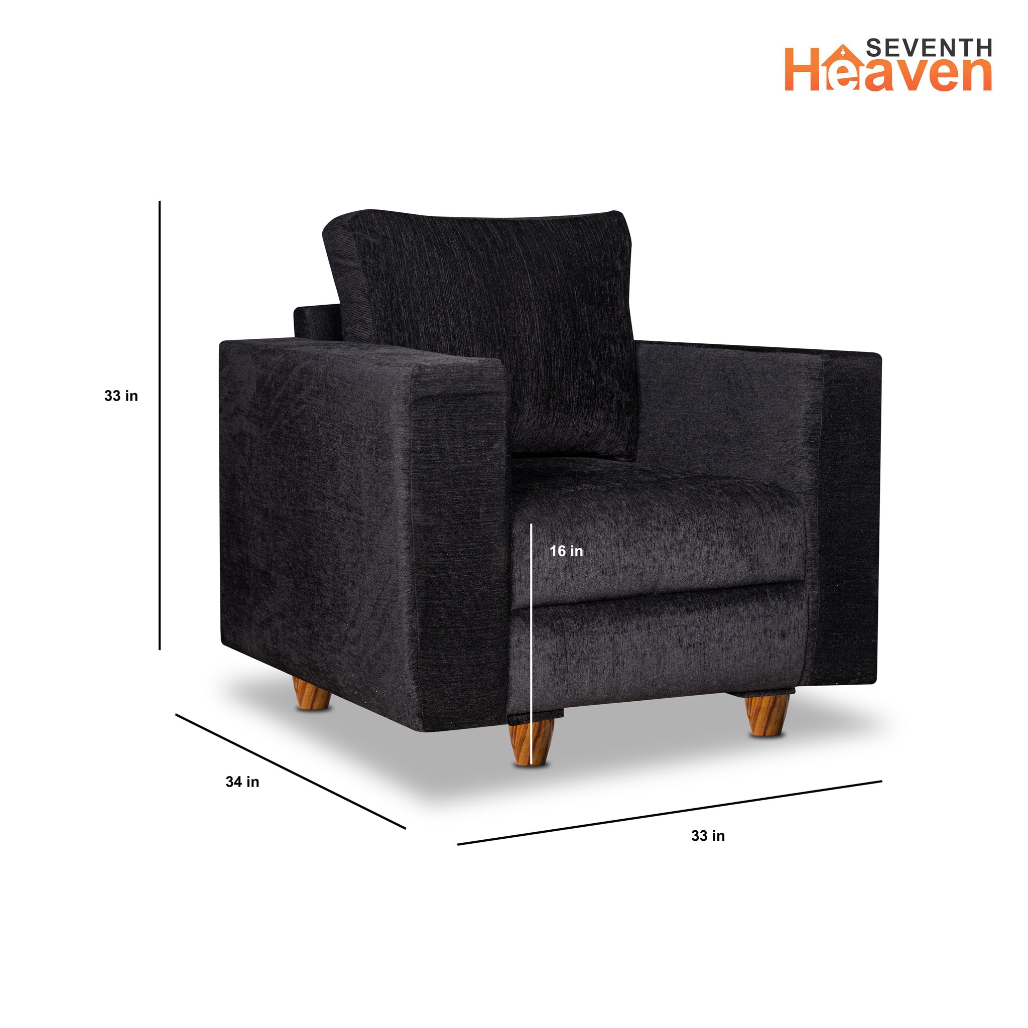 Rio 5 Seater Sofa Set, Chenille Molfino Fabric (Finish Color -Black, Style - 3 + 1 + 1)