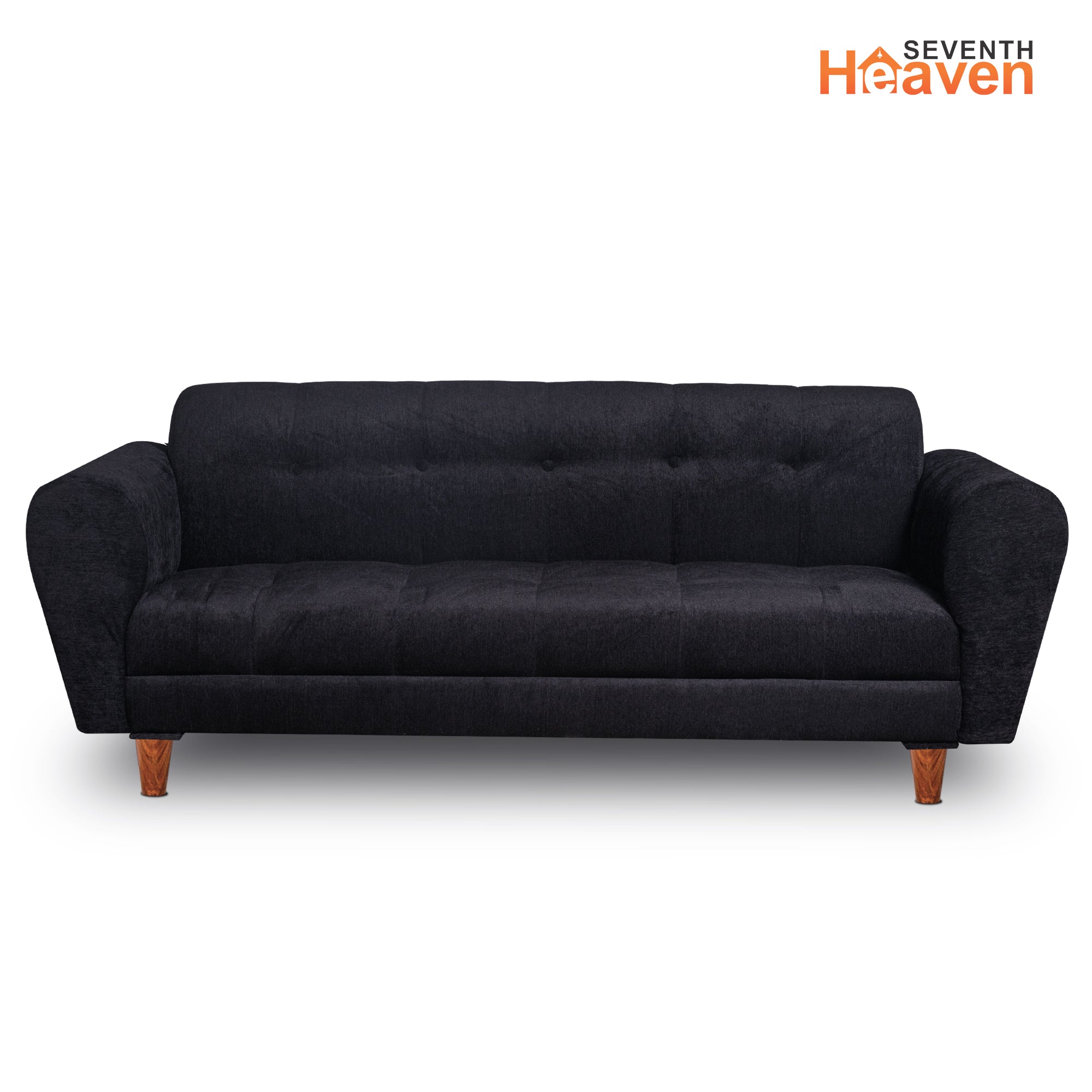 Milan 4 Seater with Ottoman- ( Premium Molfino Fabric- Black )