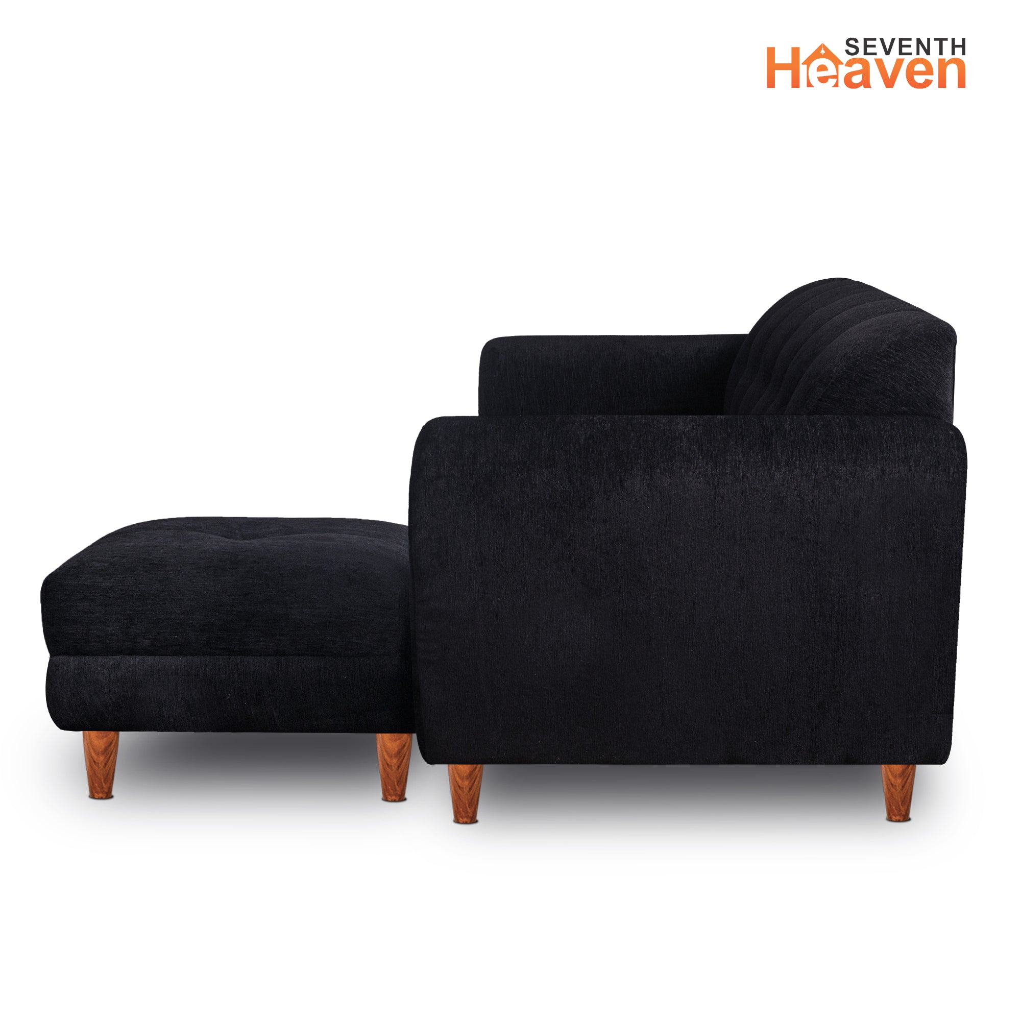 Milan 4 Seater with Ottoman- ( Premium Molfino Fabric- Black )