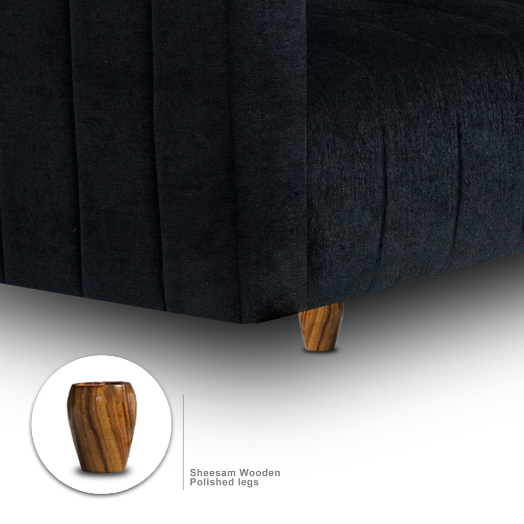 Tokyo 3 Seater Sofa - ( Premium Molfino Fabric- Black )