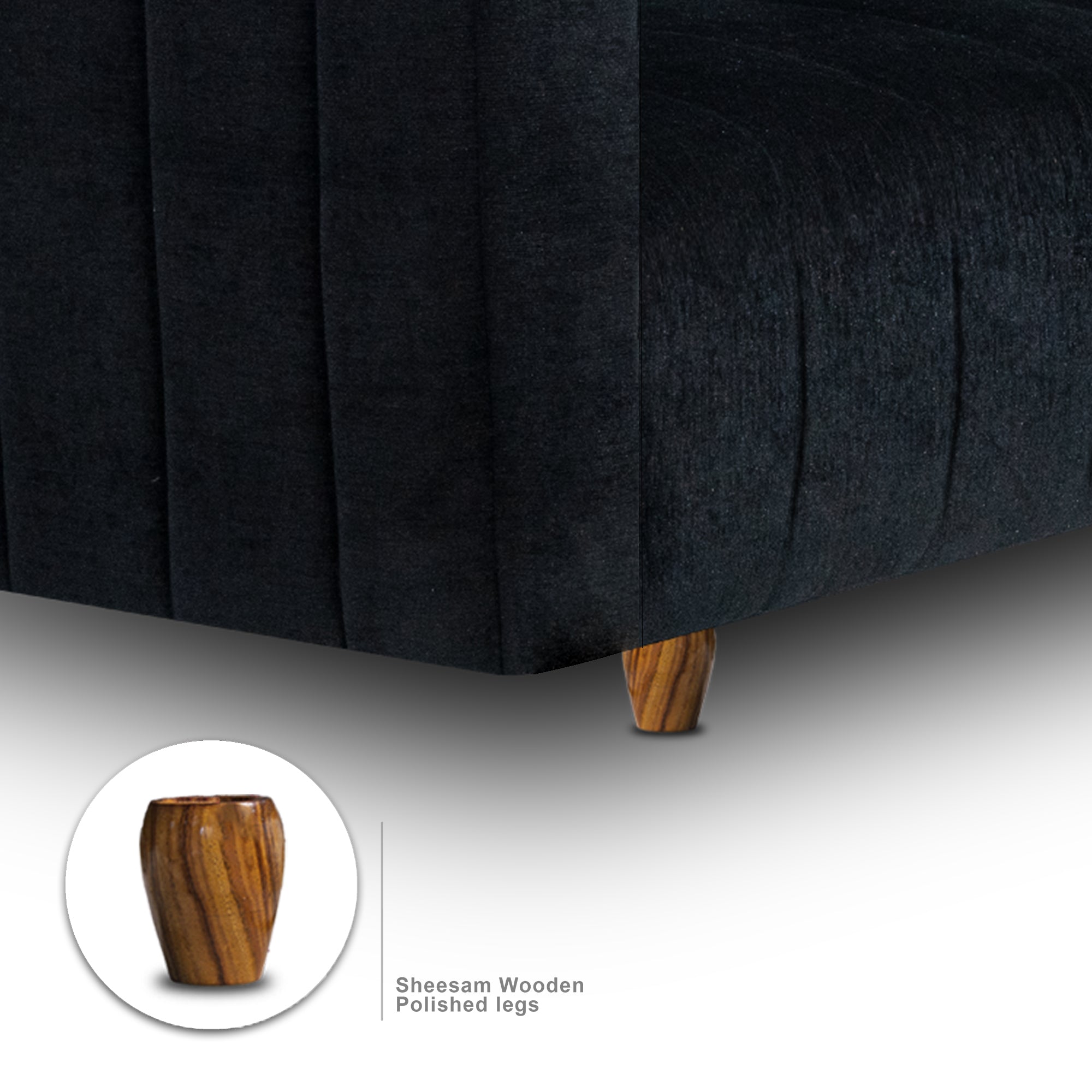 Tokyo 3 Seater Sofa - ( Premium Molfino Fabric- Black )