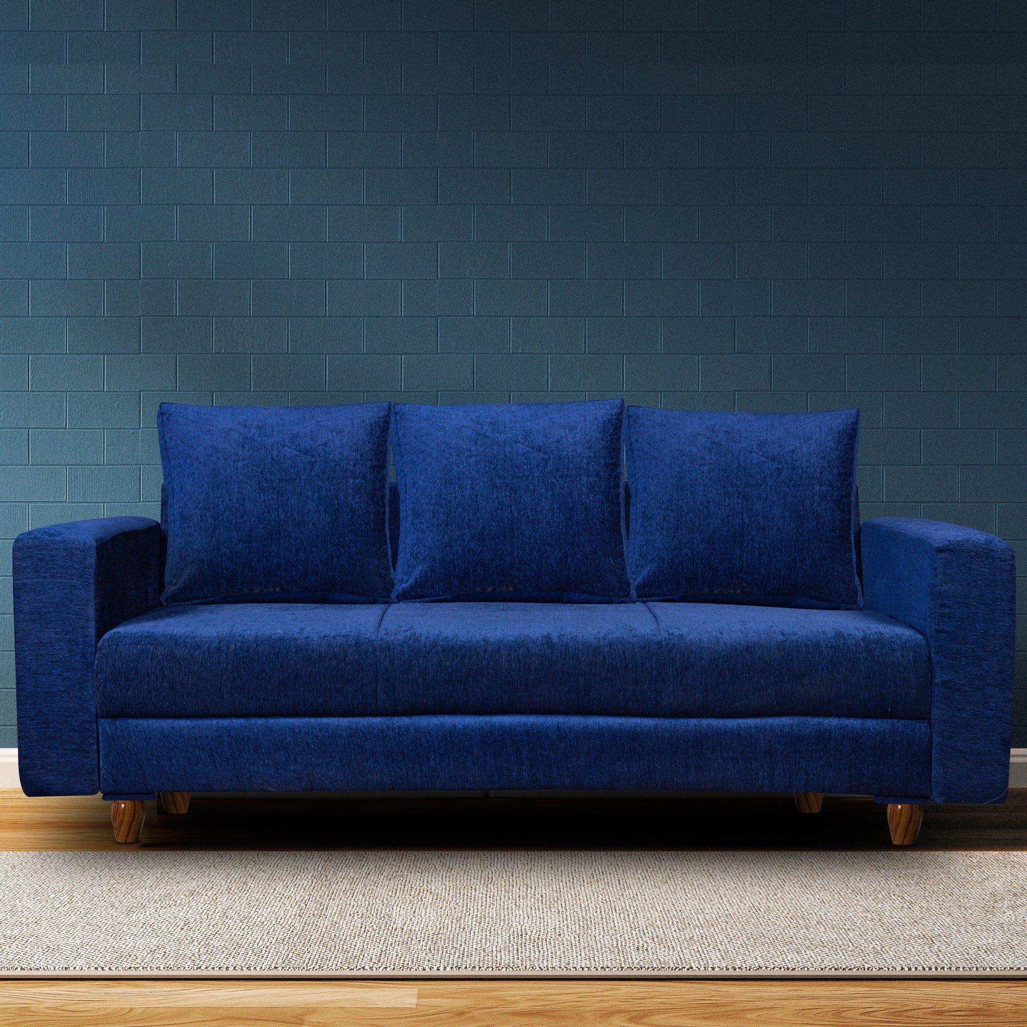 Rio 5 Seater Sofa- (3+1+1) ( Premium Molfino Fabric- Blue )