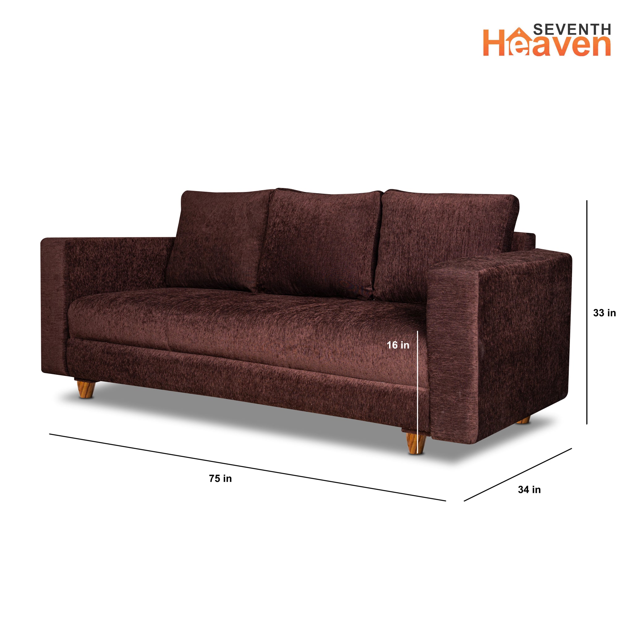 Rio 5 Seater Sofa Set, Chenille Molfino Fabric (Finish Color -Brown, Style - 3 + 1 + 1)