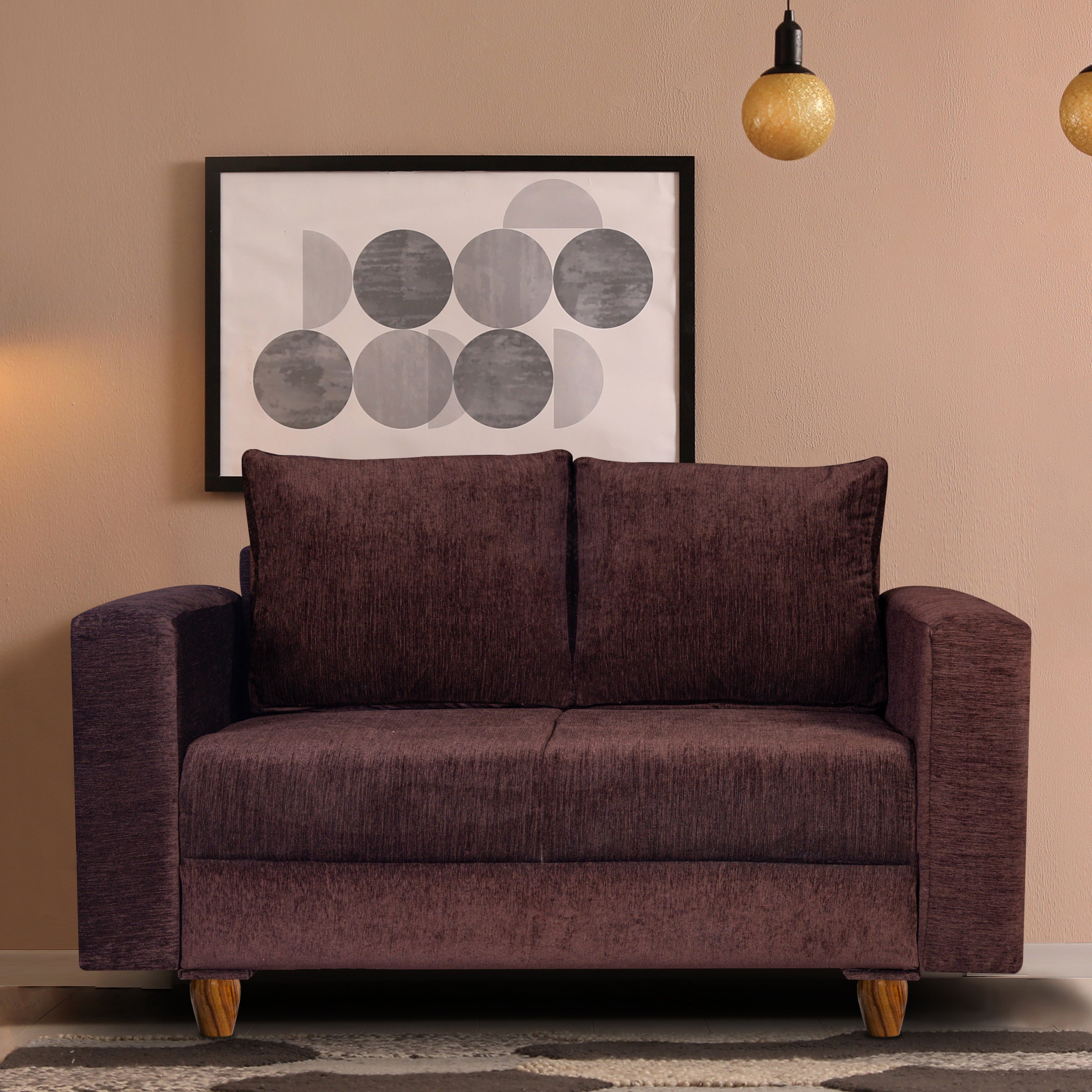 Rio 2 Seater Sofa- ( Premium Molfino Fabric- Brown )