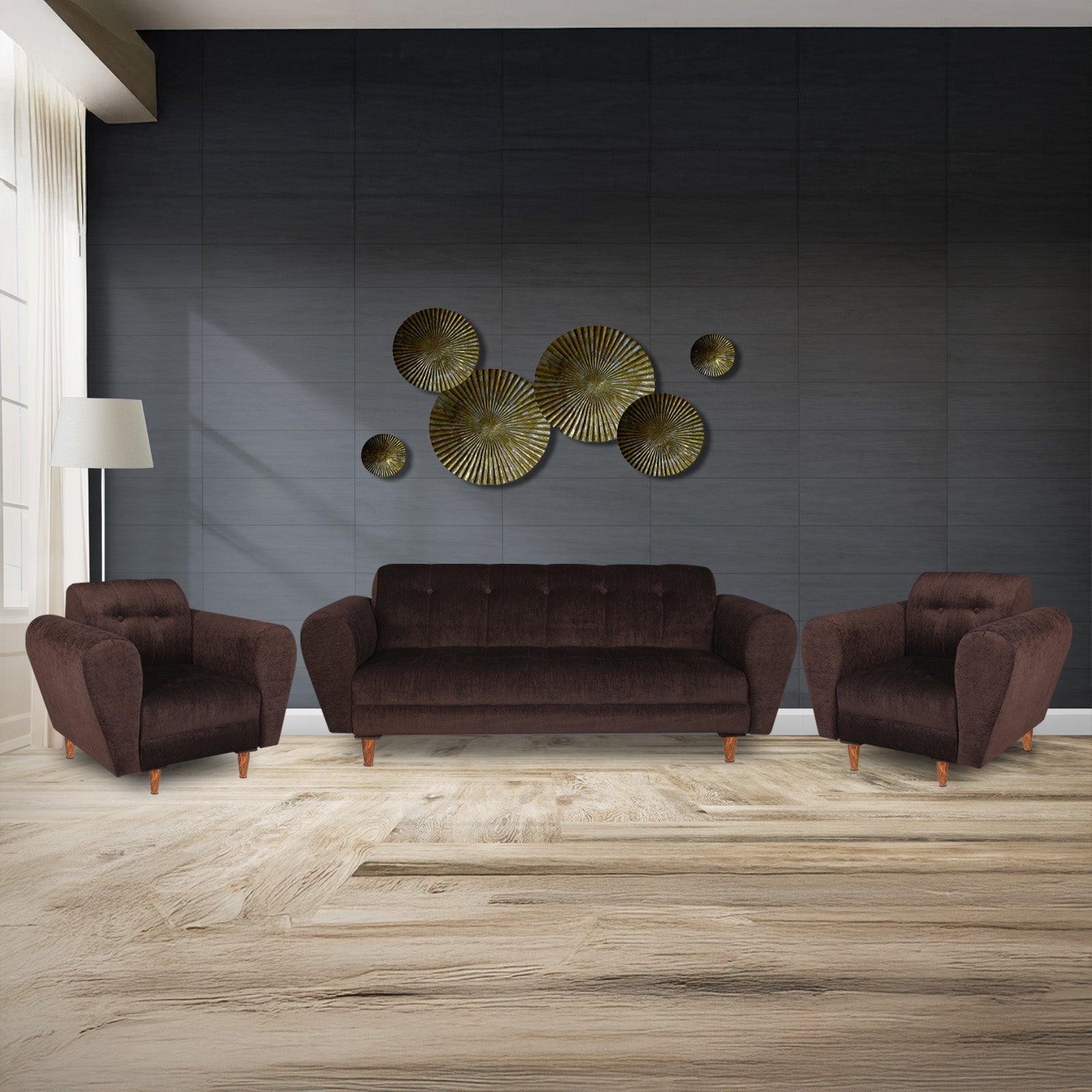 Milan (3+1+1) Seater Sofa - ( Premium Molfino Fabric- Brown )