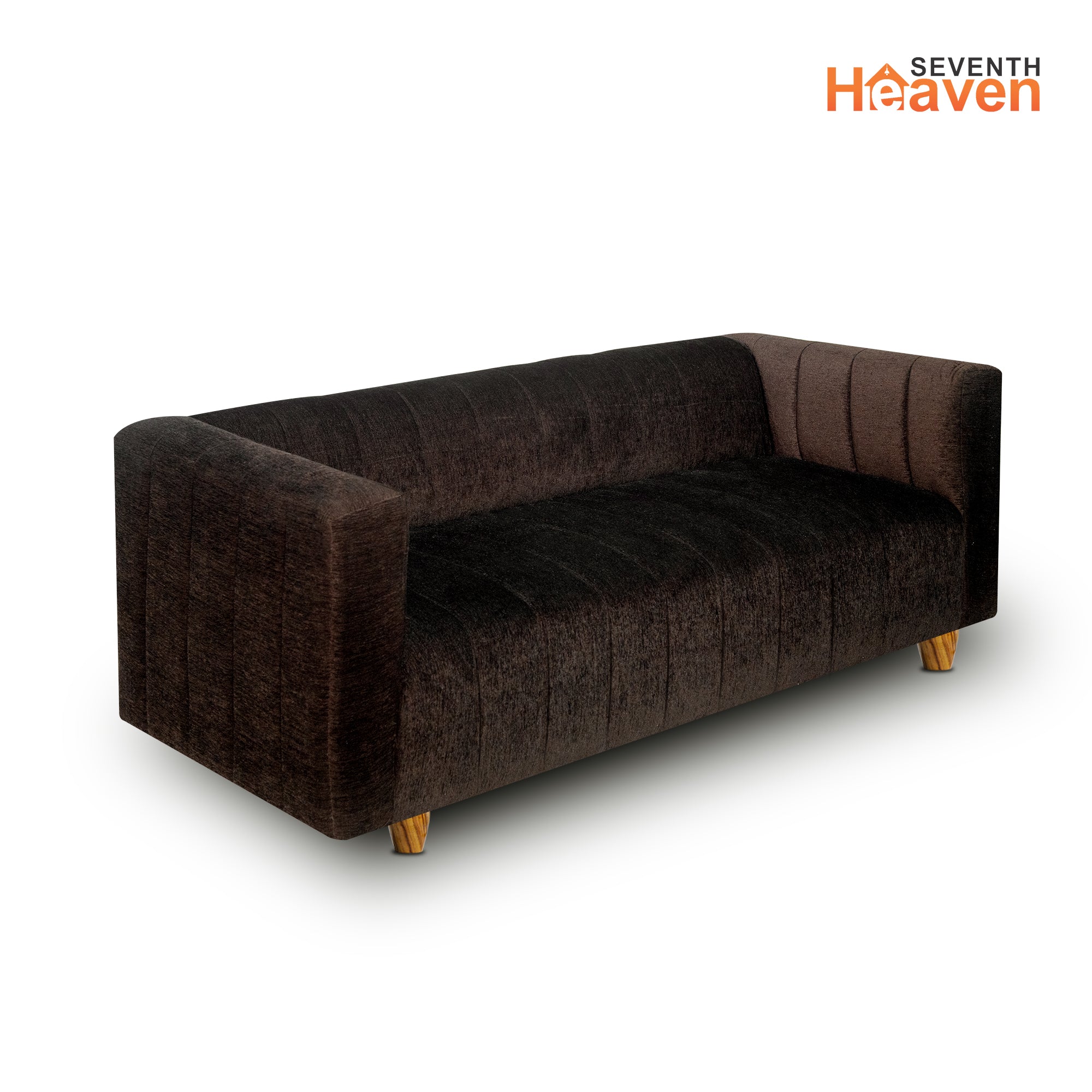 Seventh Heaven Tokyo 3 Seater Sofa, Extra Spacious, Chenille Molfino Fabric: 3 Year Warranty Fabric 3 Seater Sofa  (Finish Color -Brown, DIY(Do-It-Yourself)