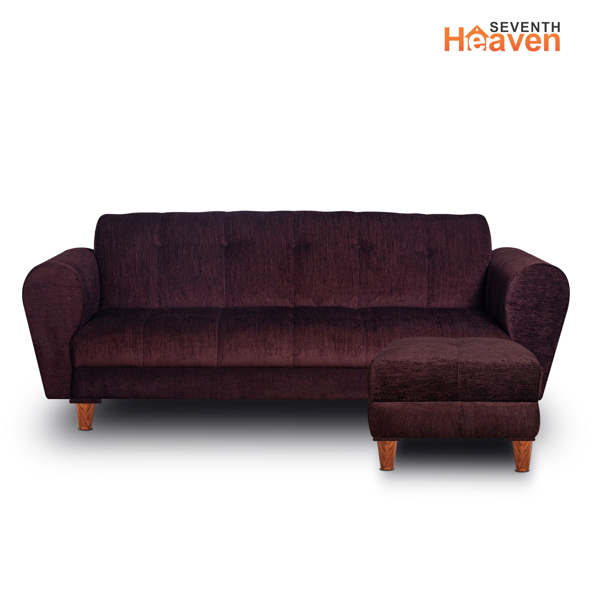 Milan 4 Seater with Ottoman- ( Premium Molfino Fabric- Brown )
