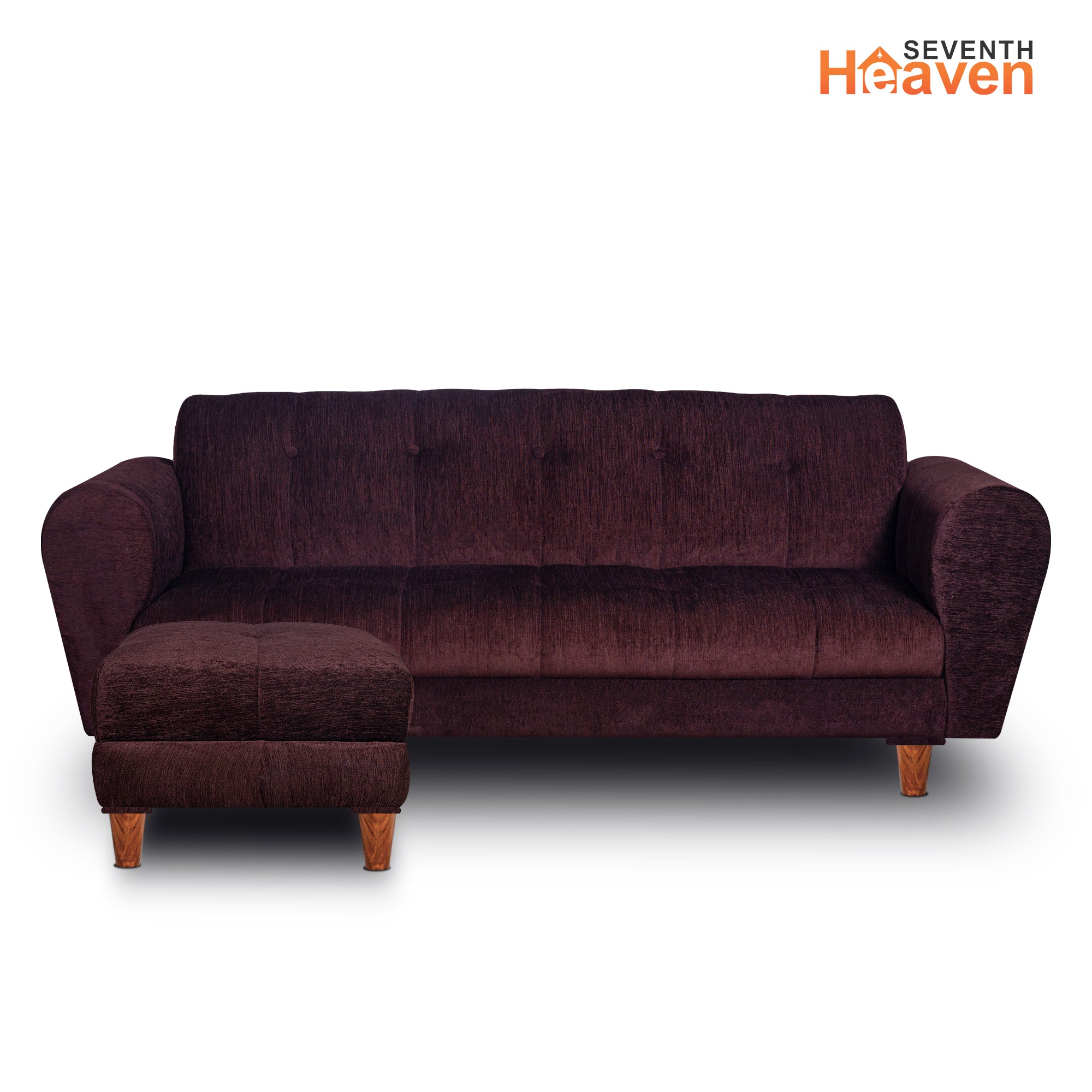 Milan 4 Seater with Ottoman- ( Premium Molfino Fabric- Brown )