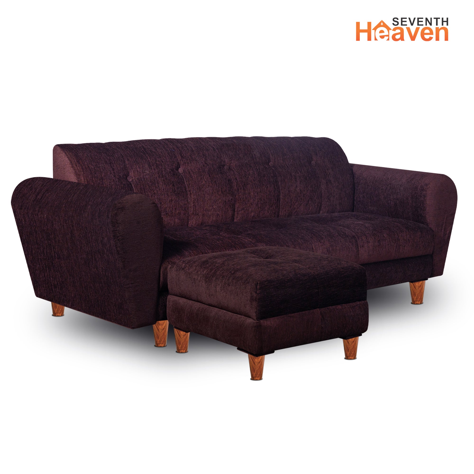 Milan 4 Seater with Ottoman- ( Premium Molfino Fabric- Brown )
