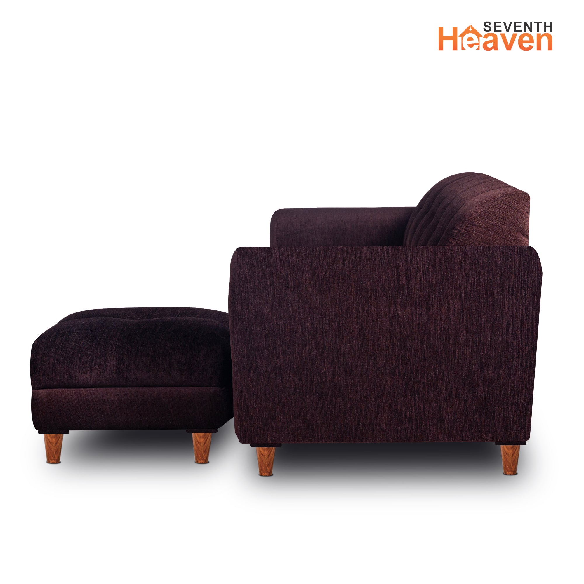 Milan 4 Seater with Ottoman- ( Premium Molfino Fabric- Brown )
